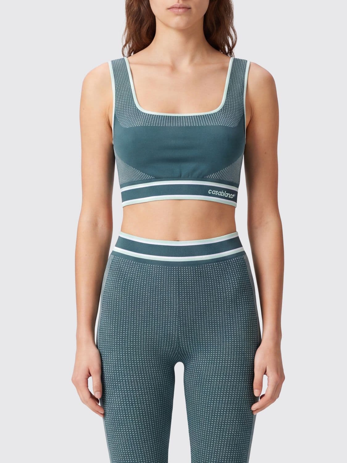 Casablanca Cropped Sports Top in Technical Fabric with Square Neckline · LXL