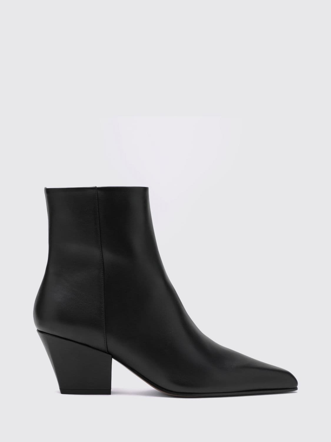 Paris Texas Jane Smooth Leather Cowboy Ankle Boots with Low Heel