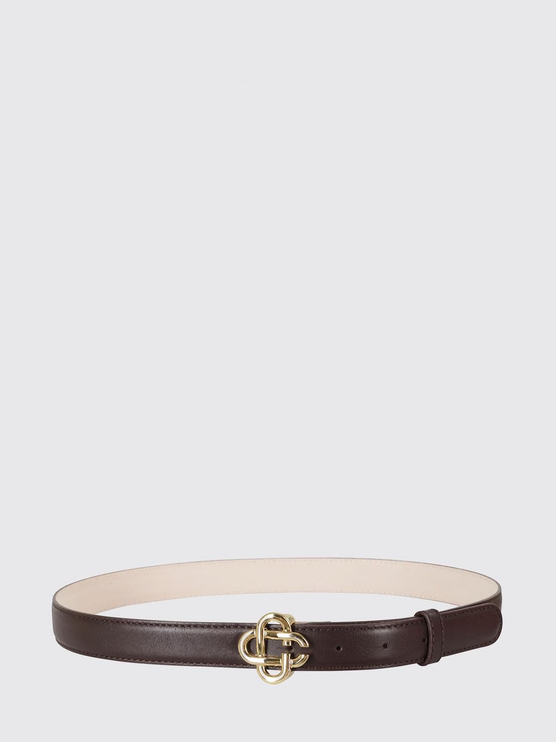 Casablanca Smooth Leather Belt with Metallic Monogram Buckle