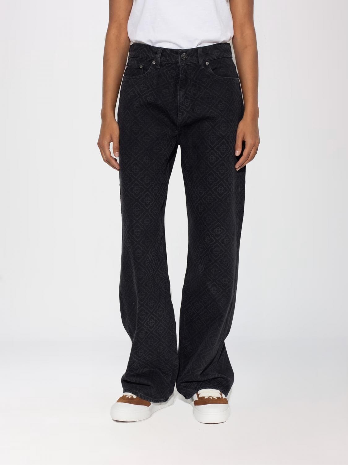 Casablanca Mid-Rise Wide Leg Jeans in Denim with Monogram Logo