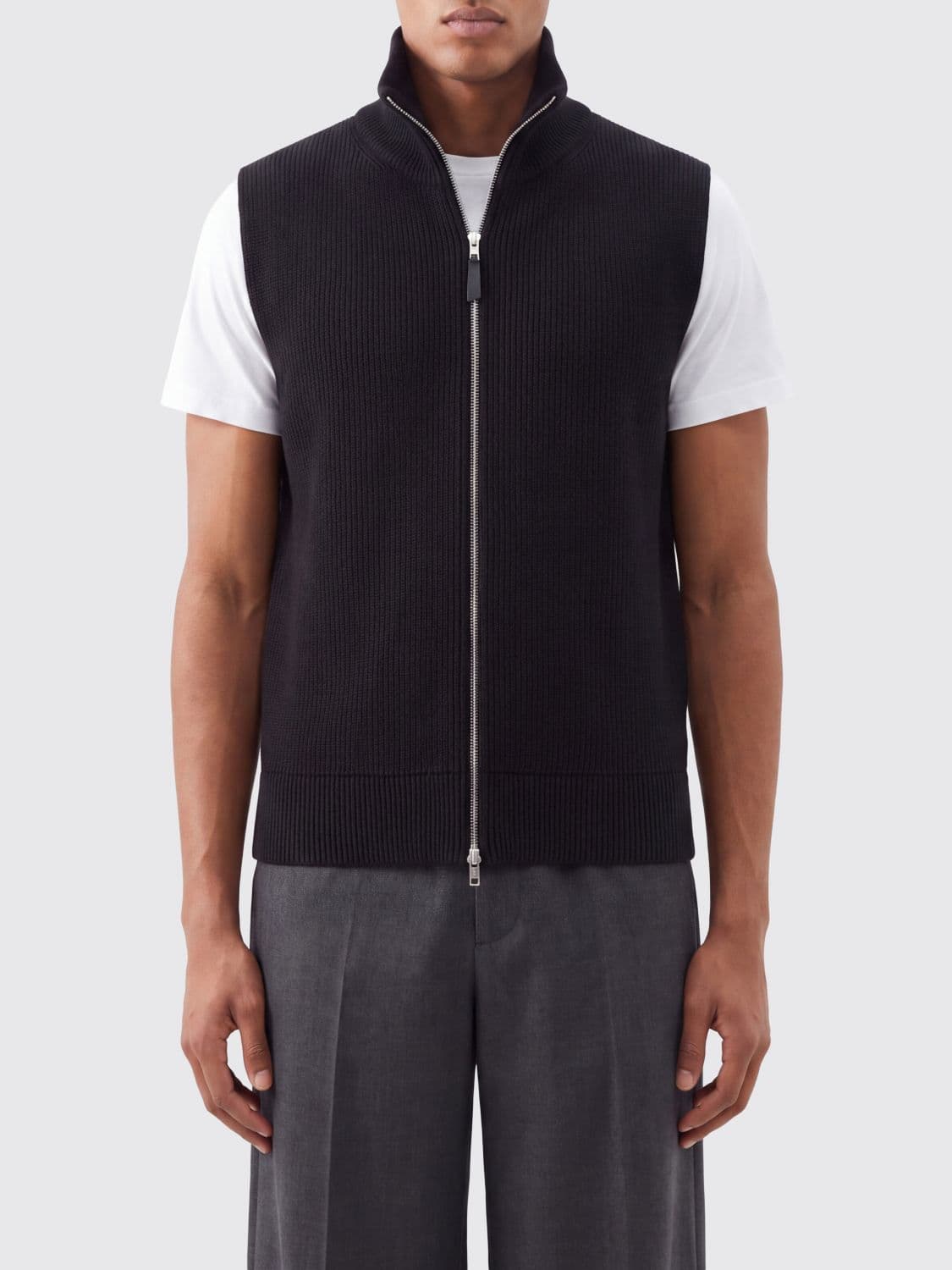 Maison Margiela Wool and Cotton Knitted Waistcoat with a Turtleneck and Zip