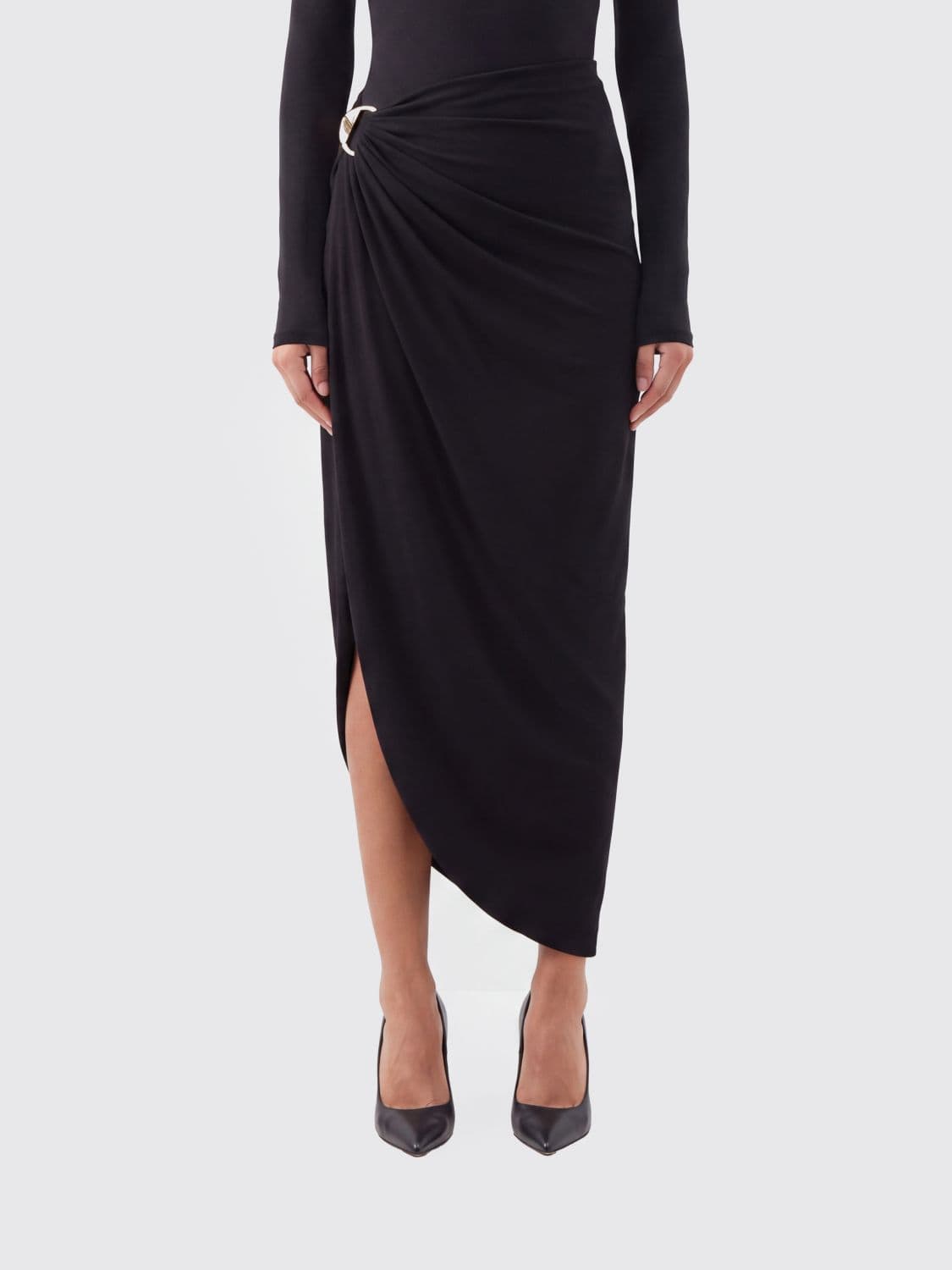 Sportmax Asymmetrical Draped High-Waisted Midi Skirt in Jersey · S