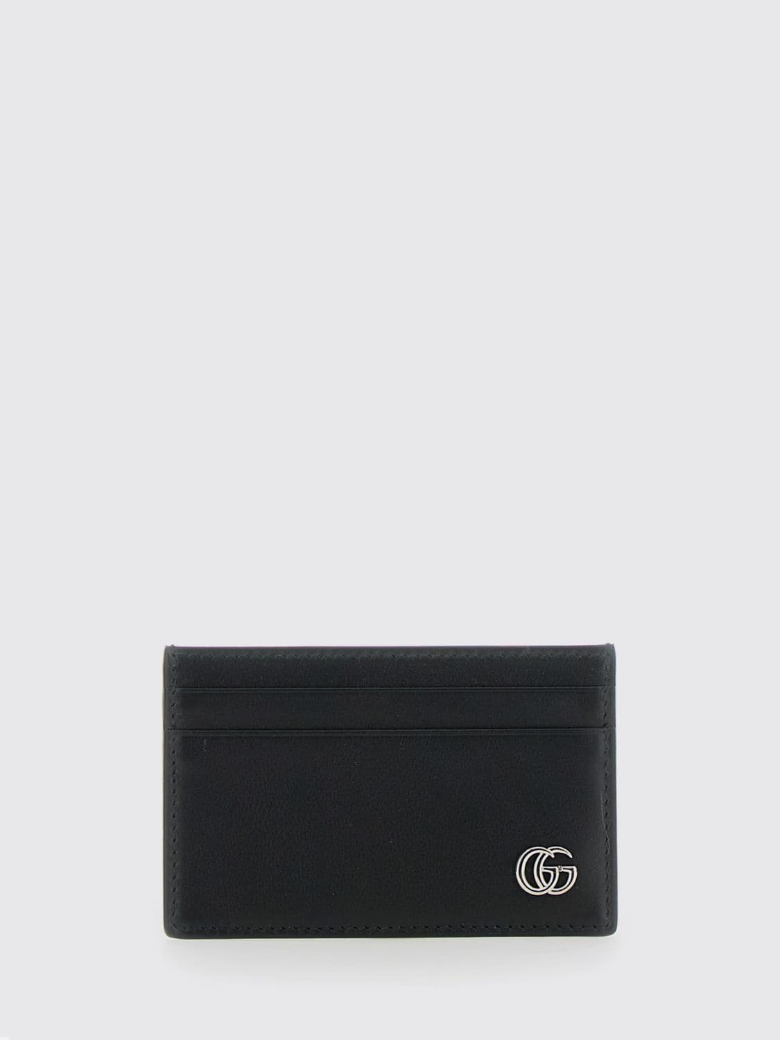 Gucci GG Marmont Calfskin Leather Card Holder with Metal Logo