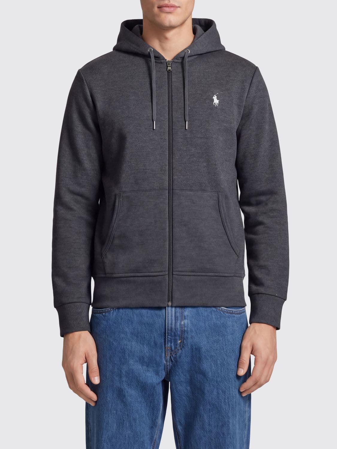 Polo Ralph Lauren Cotton Blend Zip-Up Hoodie with Embroidered Pony Logo