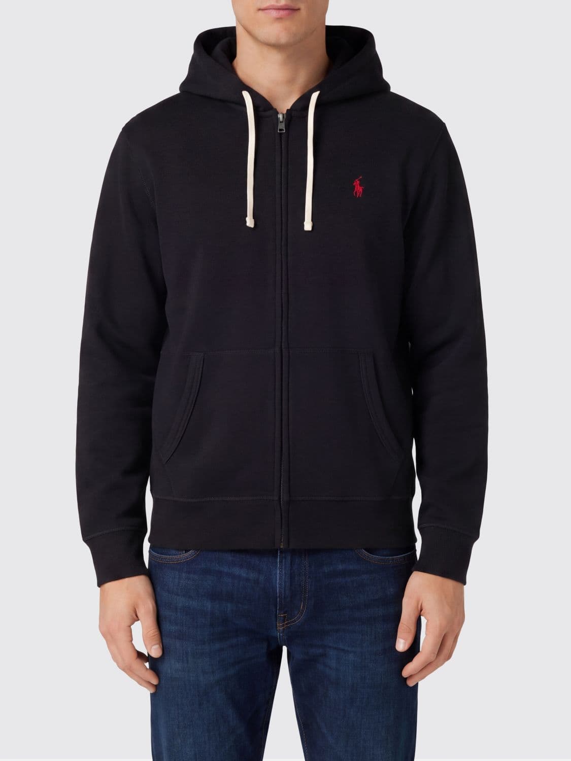 Polo Ralph Lauren Cotton Blend Zip-Up Hoodie with Embroidered Pony Logo