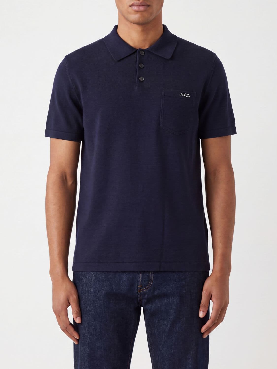 A.p.c. A. P.C. Pure Virgin Wool Short-Sleeved Polo Shirt with Patch Pocket