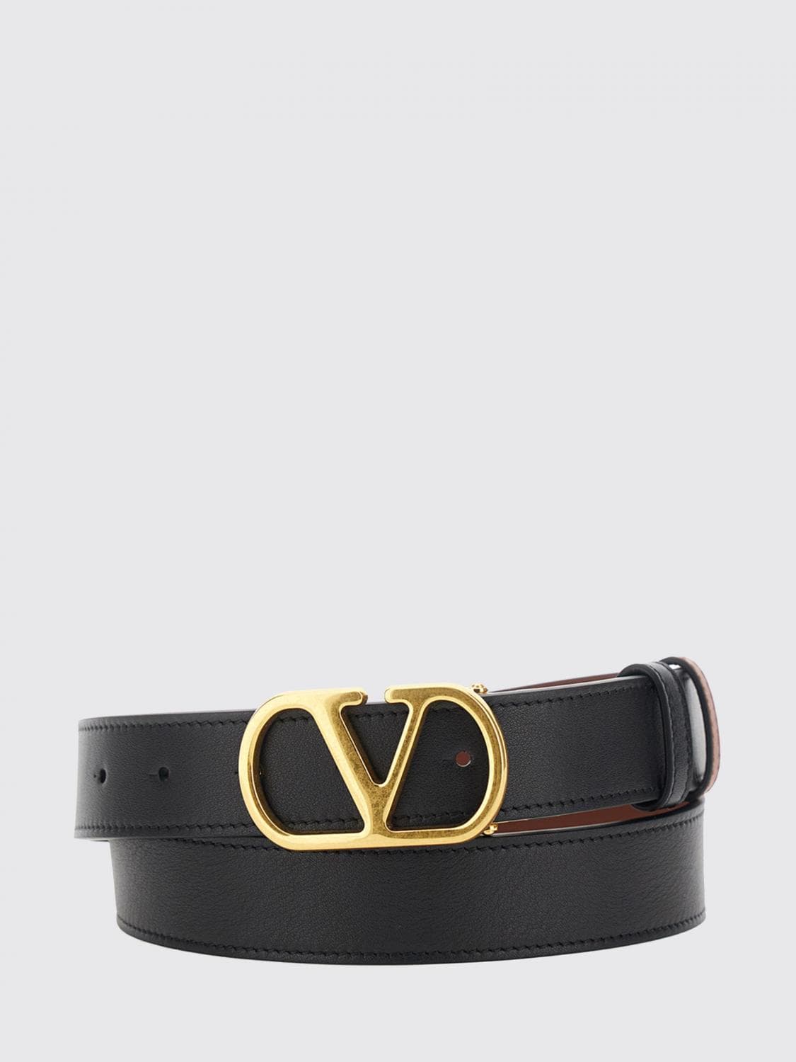 Valentino Garavani Calfskin Leather Belt with VLogo Signature Buckle