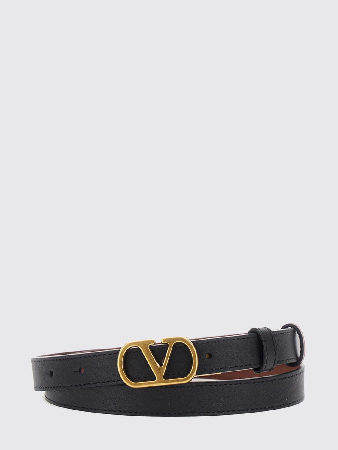 Valentino Garavani Calfskin Leather Belt with VLogo Signature Buckle
