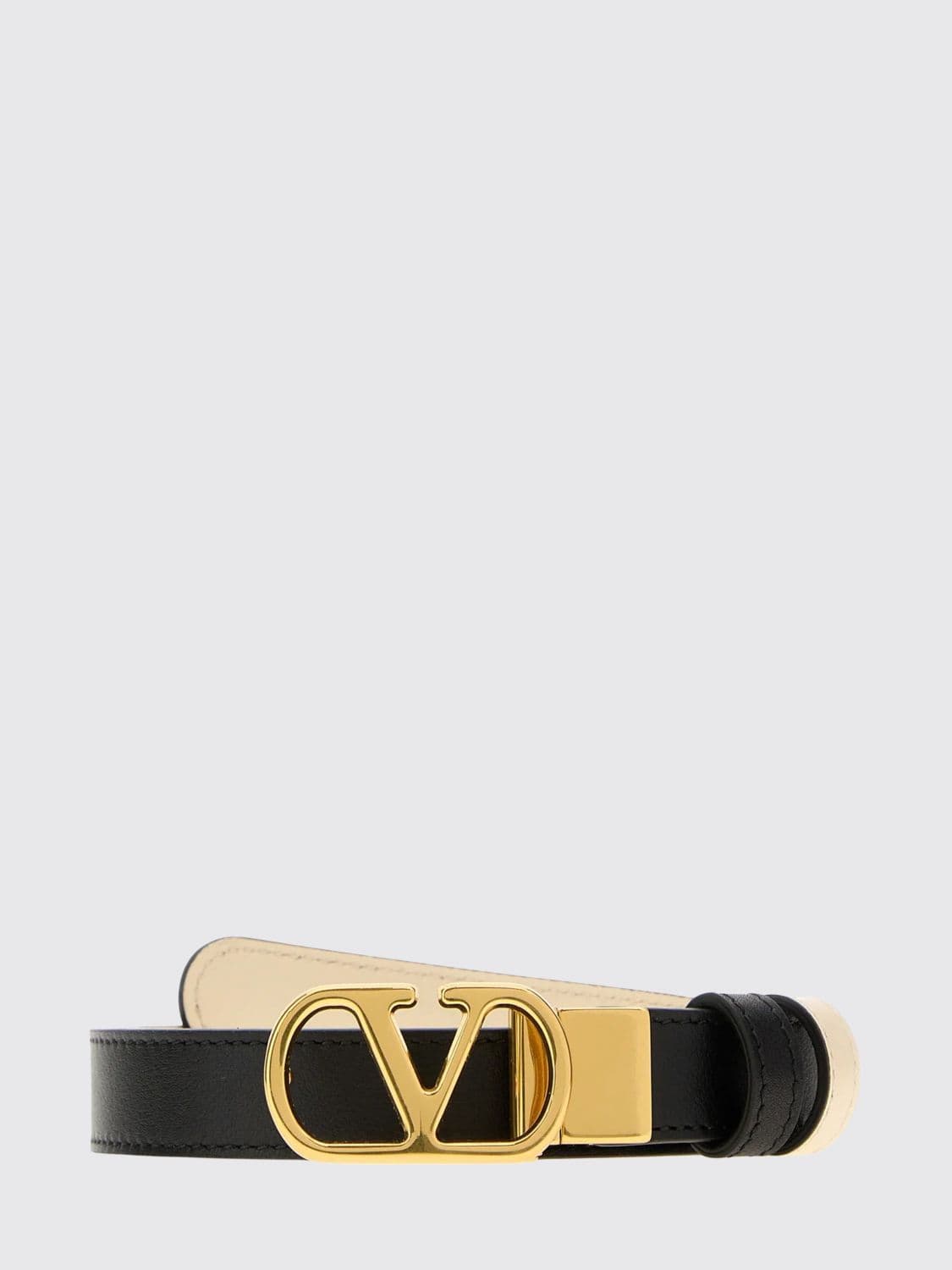 Valentino Garavani Calfskin Leather Belt with VLogo Signature Buckle