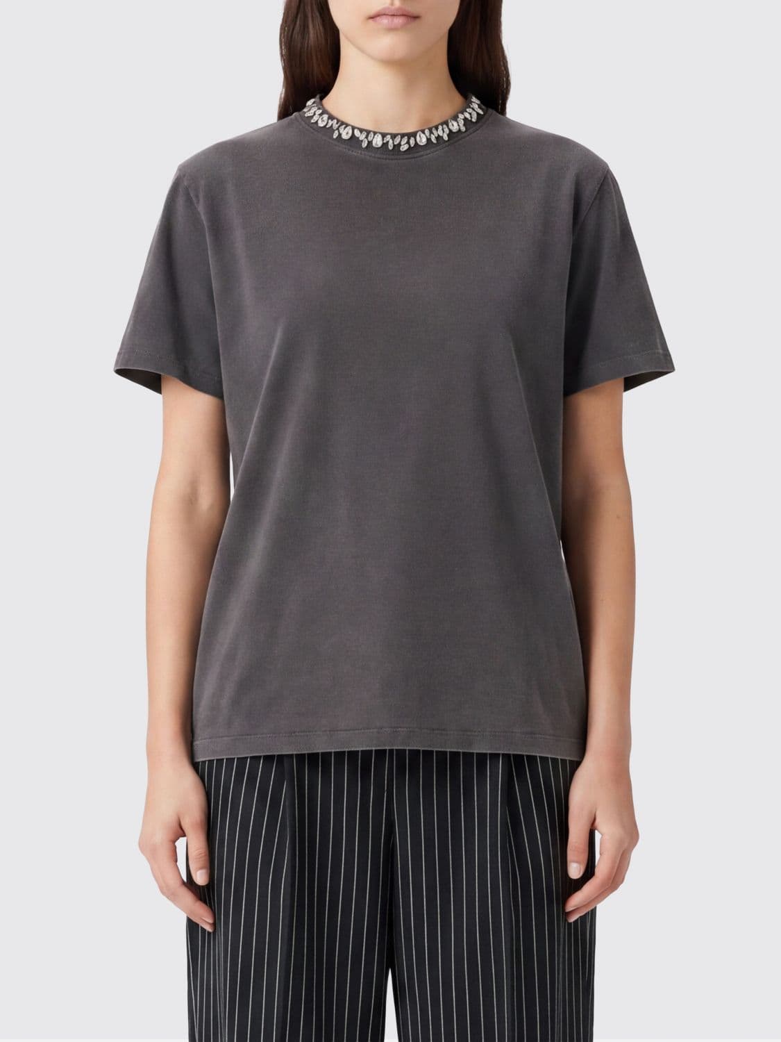 Golden Goose Crystal-Embroidered Cotton T-Shirt with Dropped Shoulders