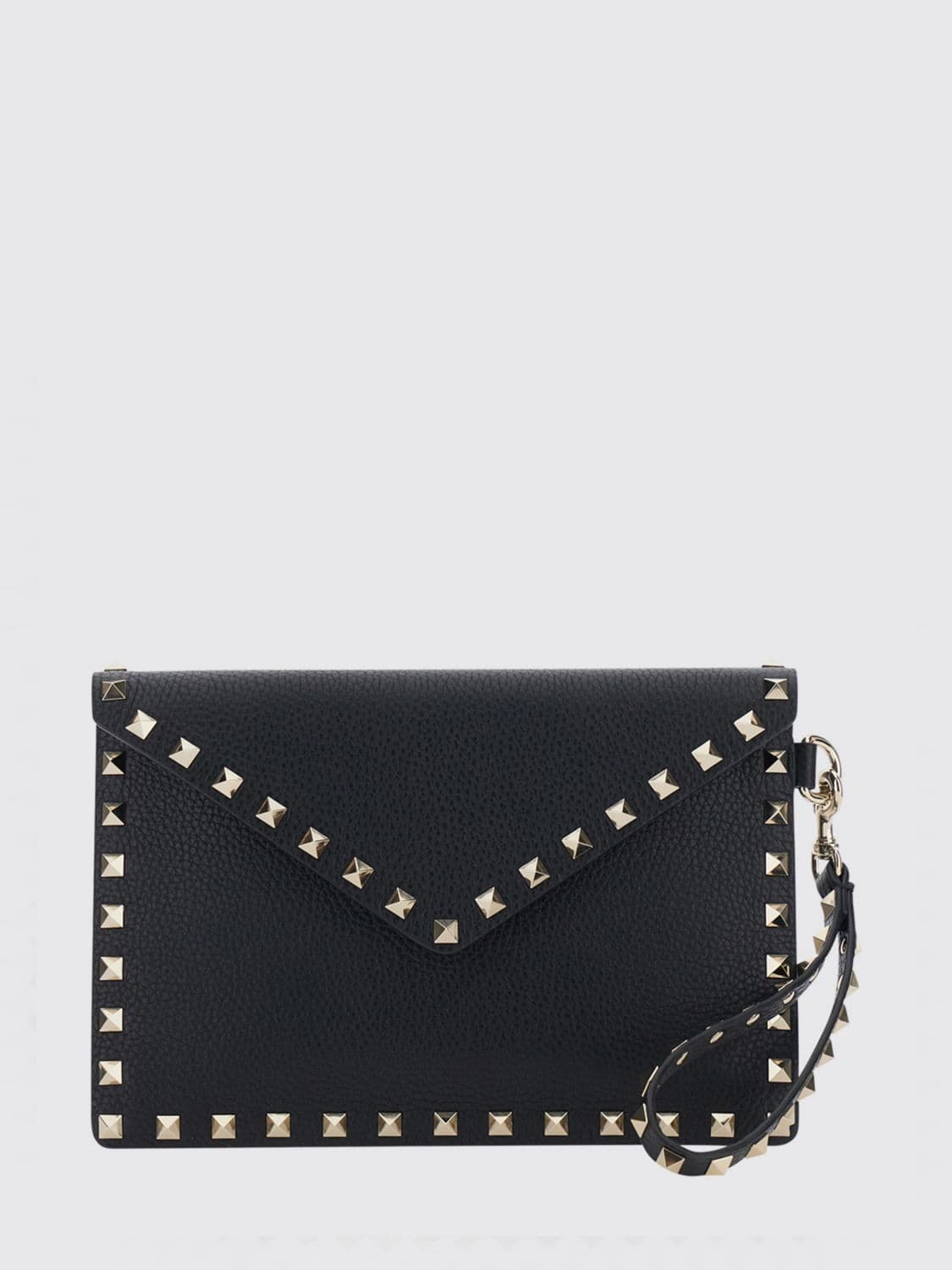 Valentino Garavani Rockstud Grained Leather Envelope Clutch with Studs · OS