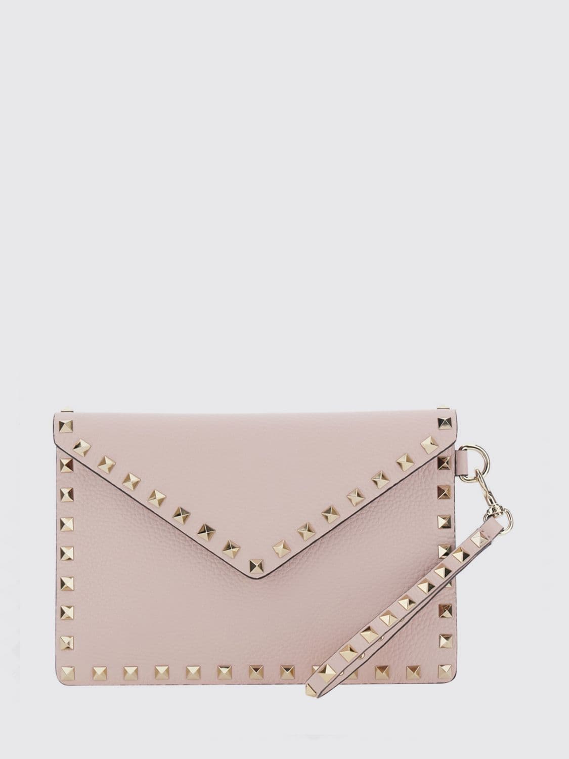 Valentino Garavani Rockstud Grained Leather Envelope Clutch with Studs