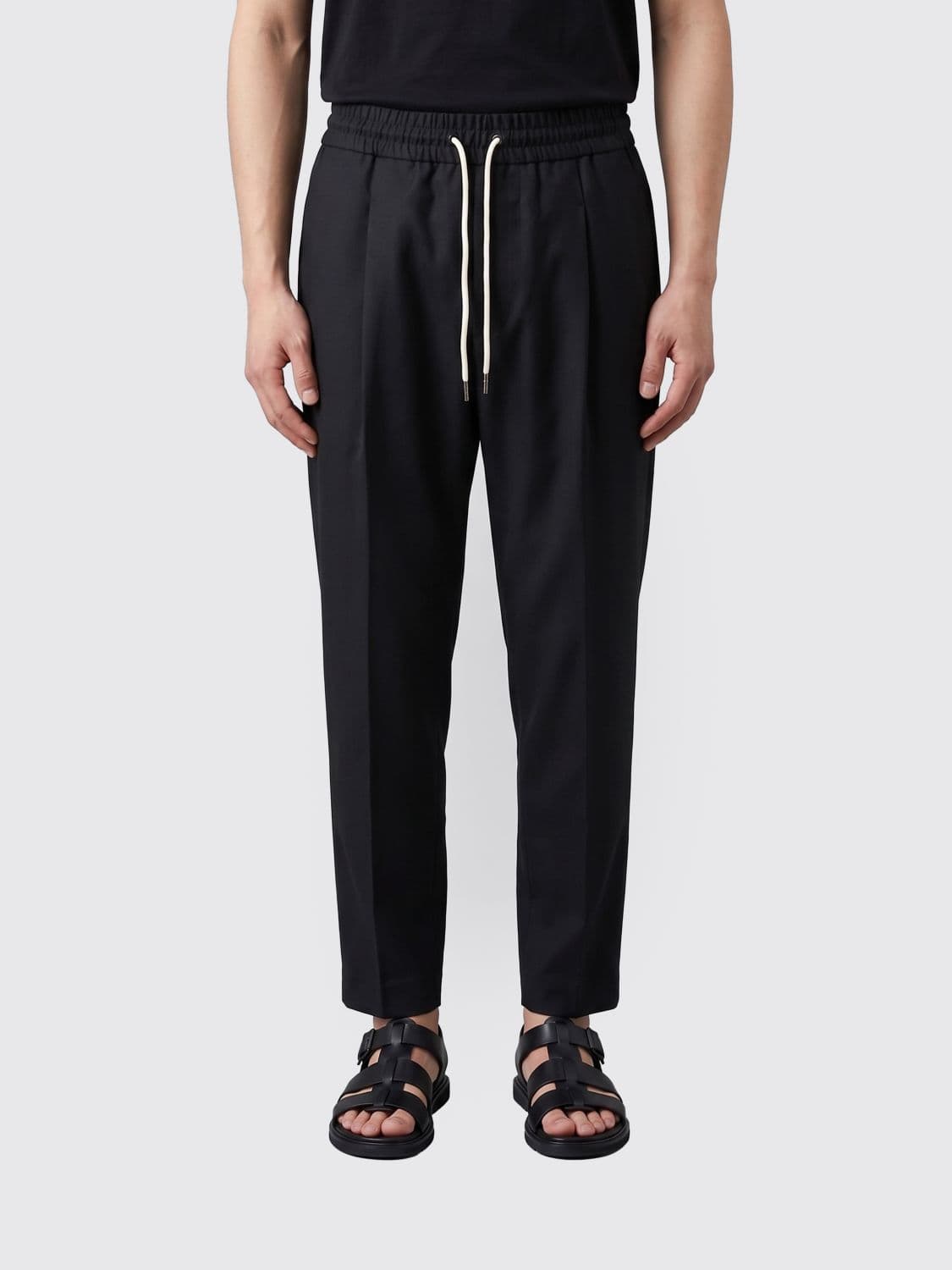 Drôle De Monsieur Cropped Wool-Blend Jogging Trousers with Drawstring