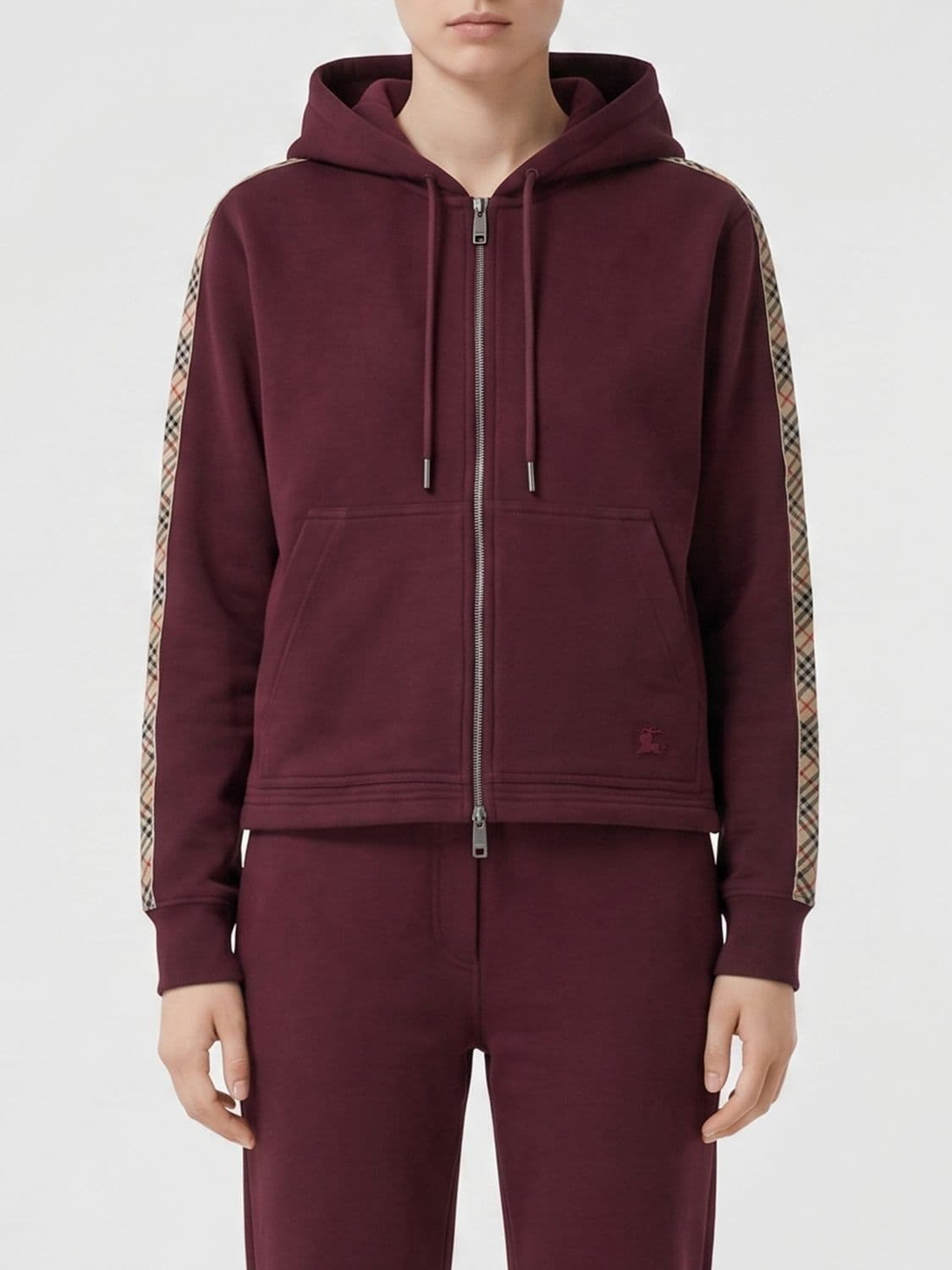 Burberry Cotton Zip-Up Hoodie with Embroidered EKD Logo
