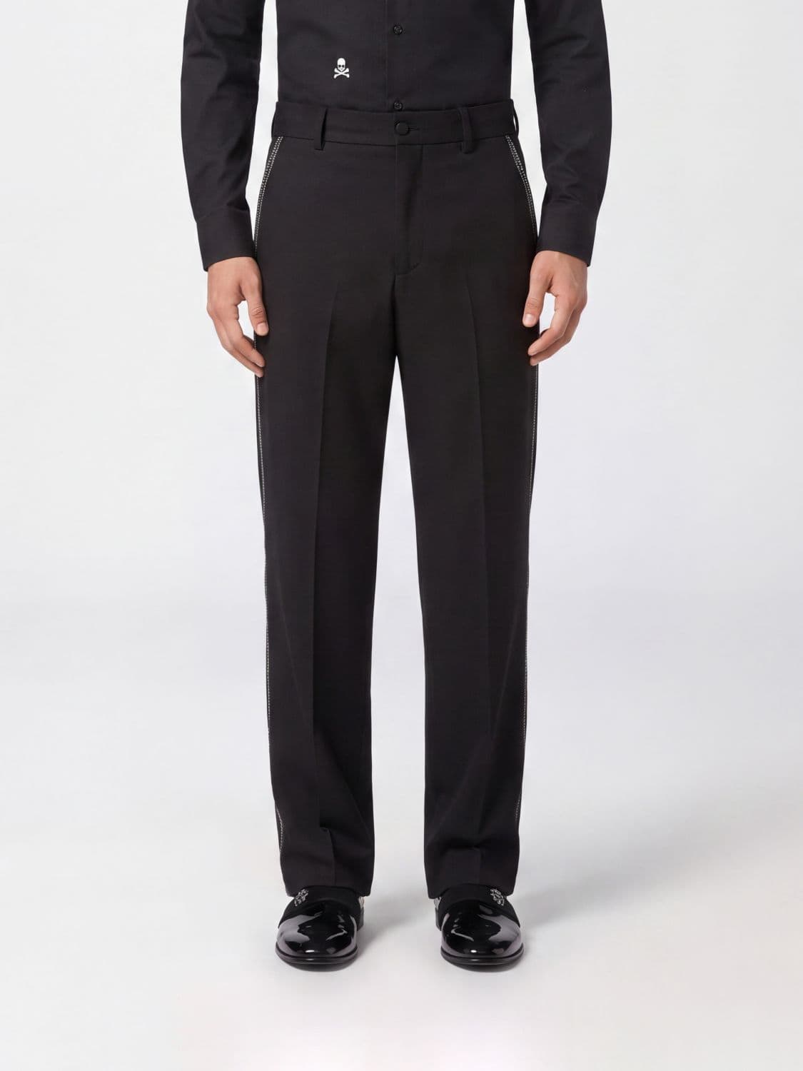 Philipp Plein Straight-Leg Crêpe Tailored Trousers with Pleats