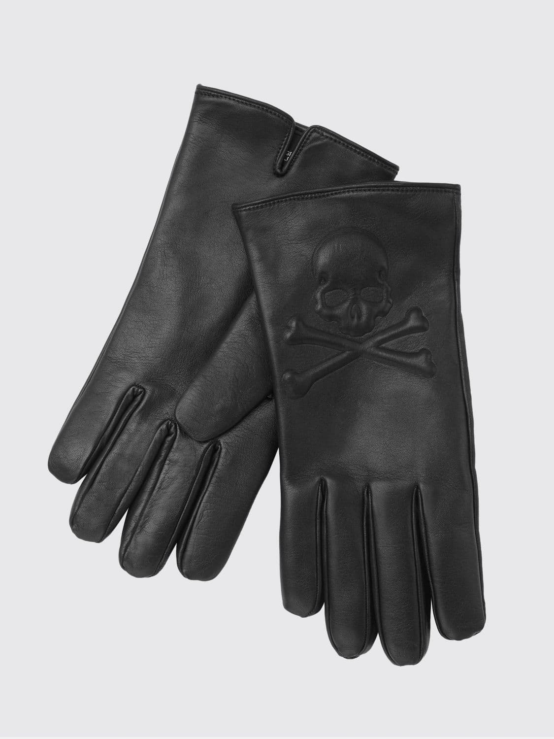 Philipp Plein Nappa Leather Gloves with Metal Skull Application
