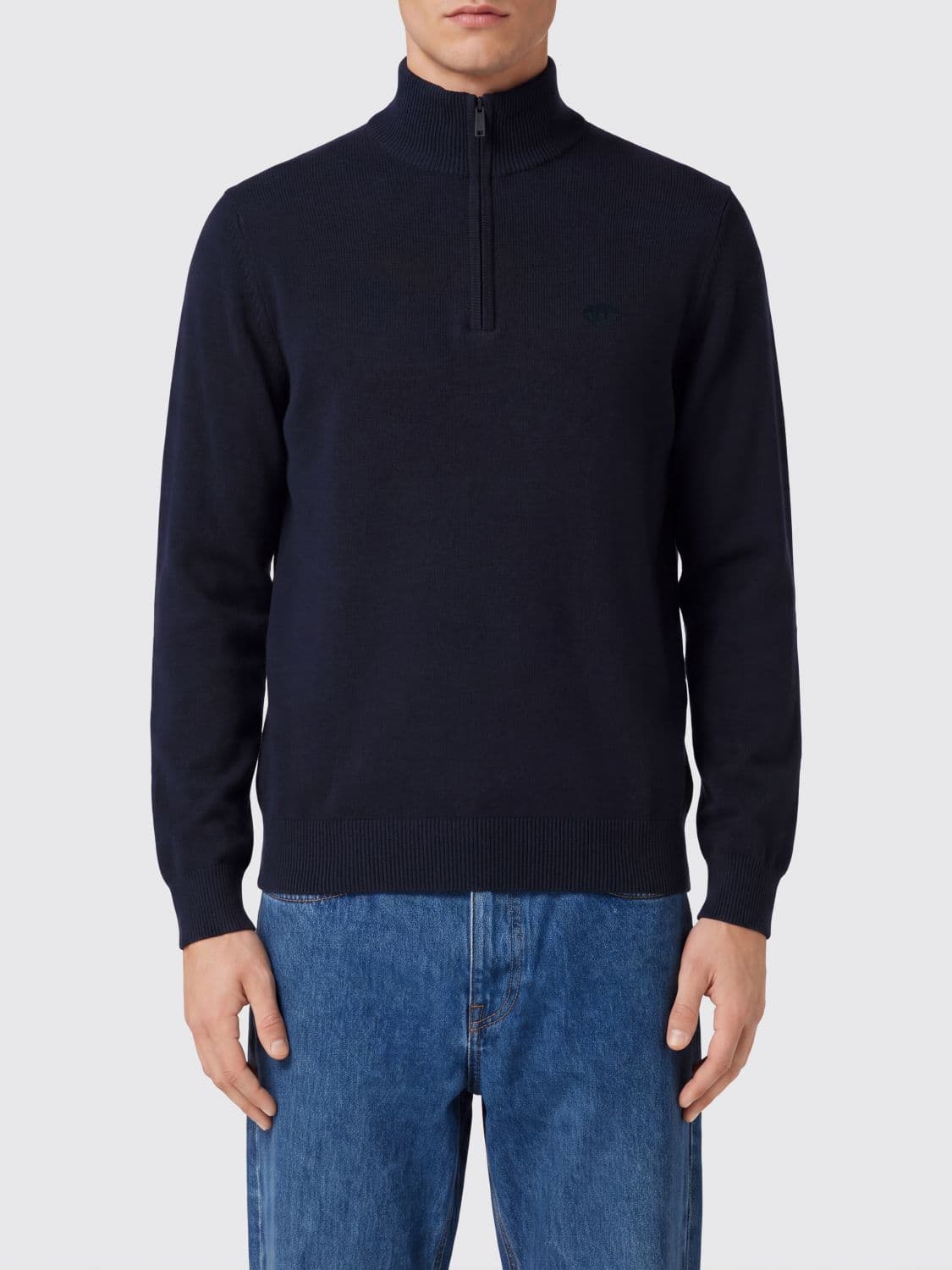 Emporio Armani Cotton Polo Neck Jumper with a Half-Zip Closure