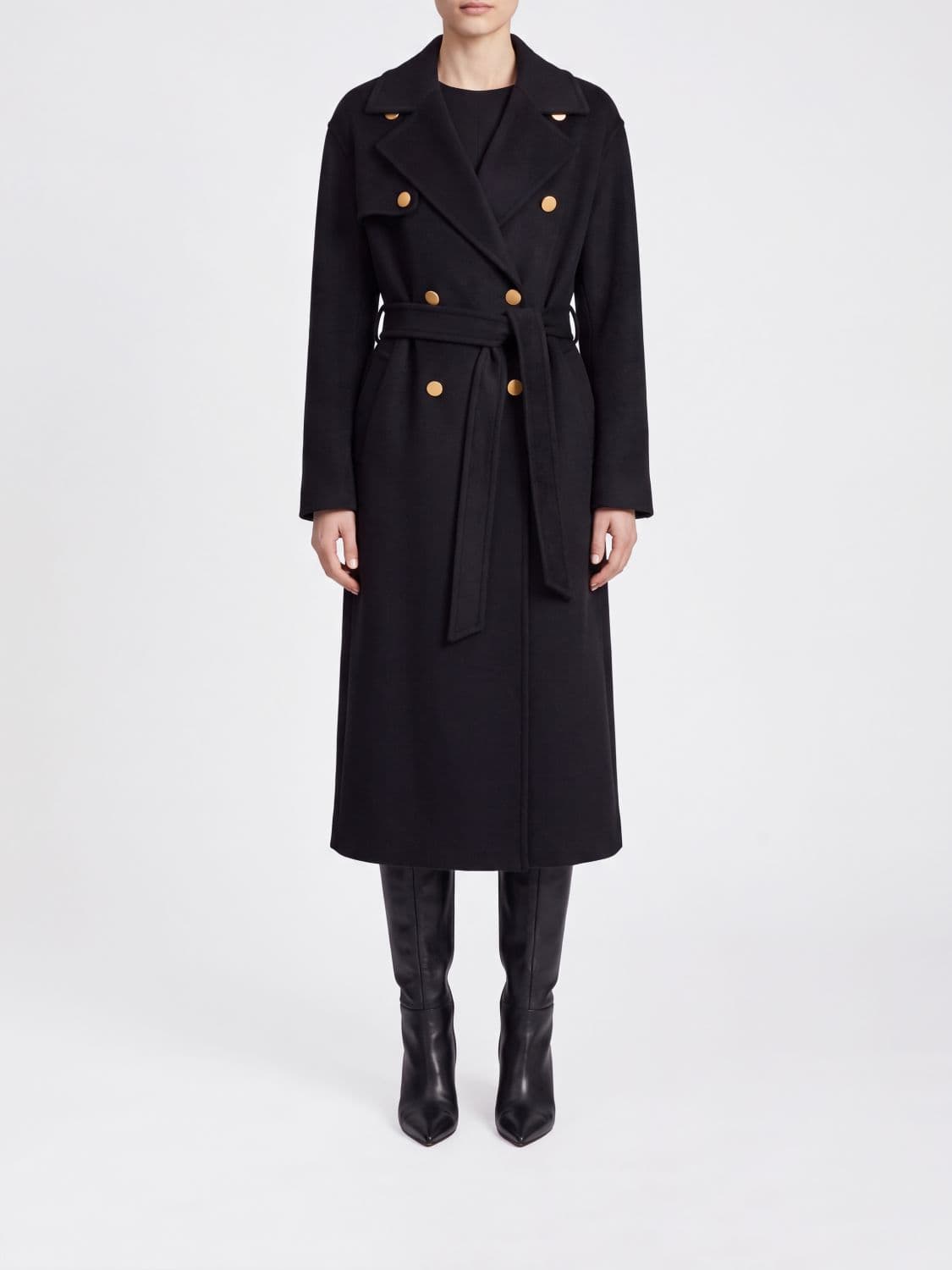 Alberta Ferretti Double-Breasted Long Wool and Cashmere Coat with a Belt
