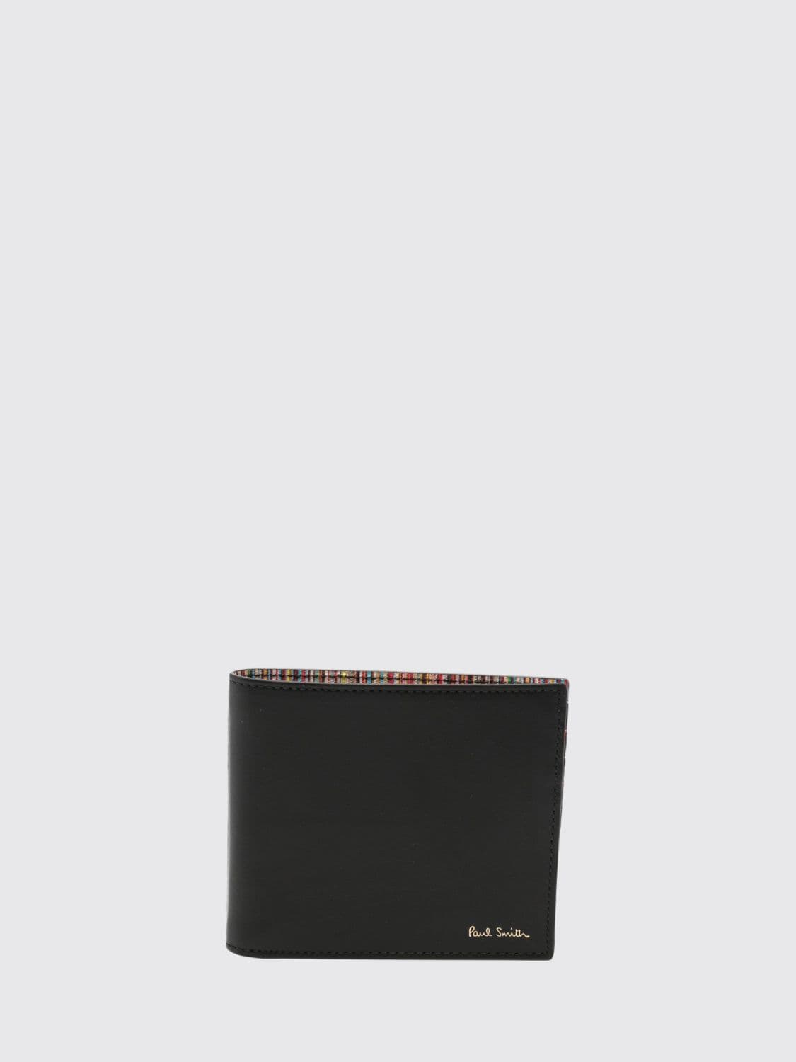 Paul Smith Bifold Calfskin Leather Wallet with Striped Interior and Laminated Logo · OS