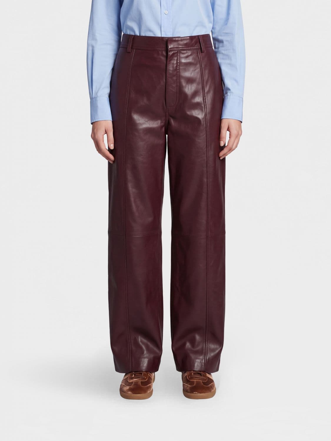 Alberta Ferretti Mid-Rise Wide Leg Trousers in Smooth Faux Leather