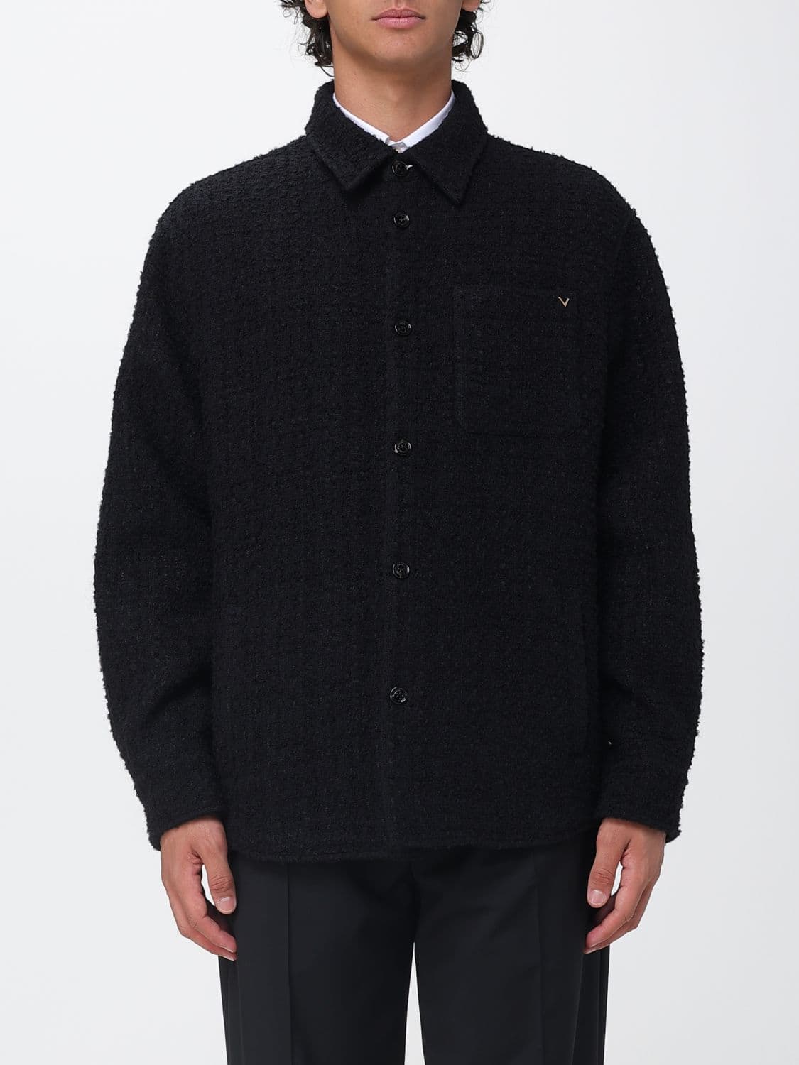 Valentino Garavani Cotton Tweed Shirt Jacket with VLogo Signature