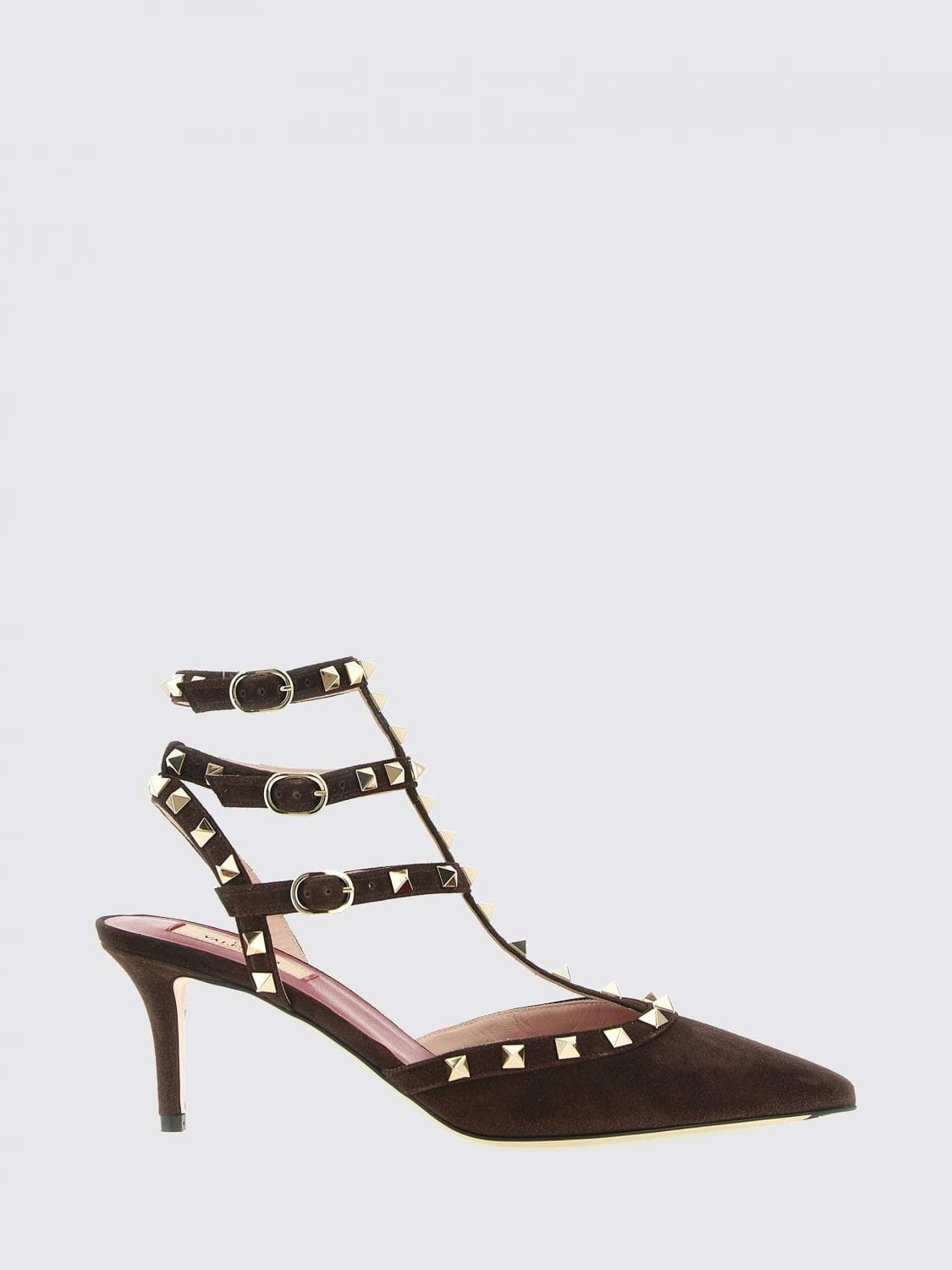 Valentino Garavani Rockstud Suede T-Strap Slingback Pumps with Studs