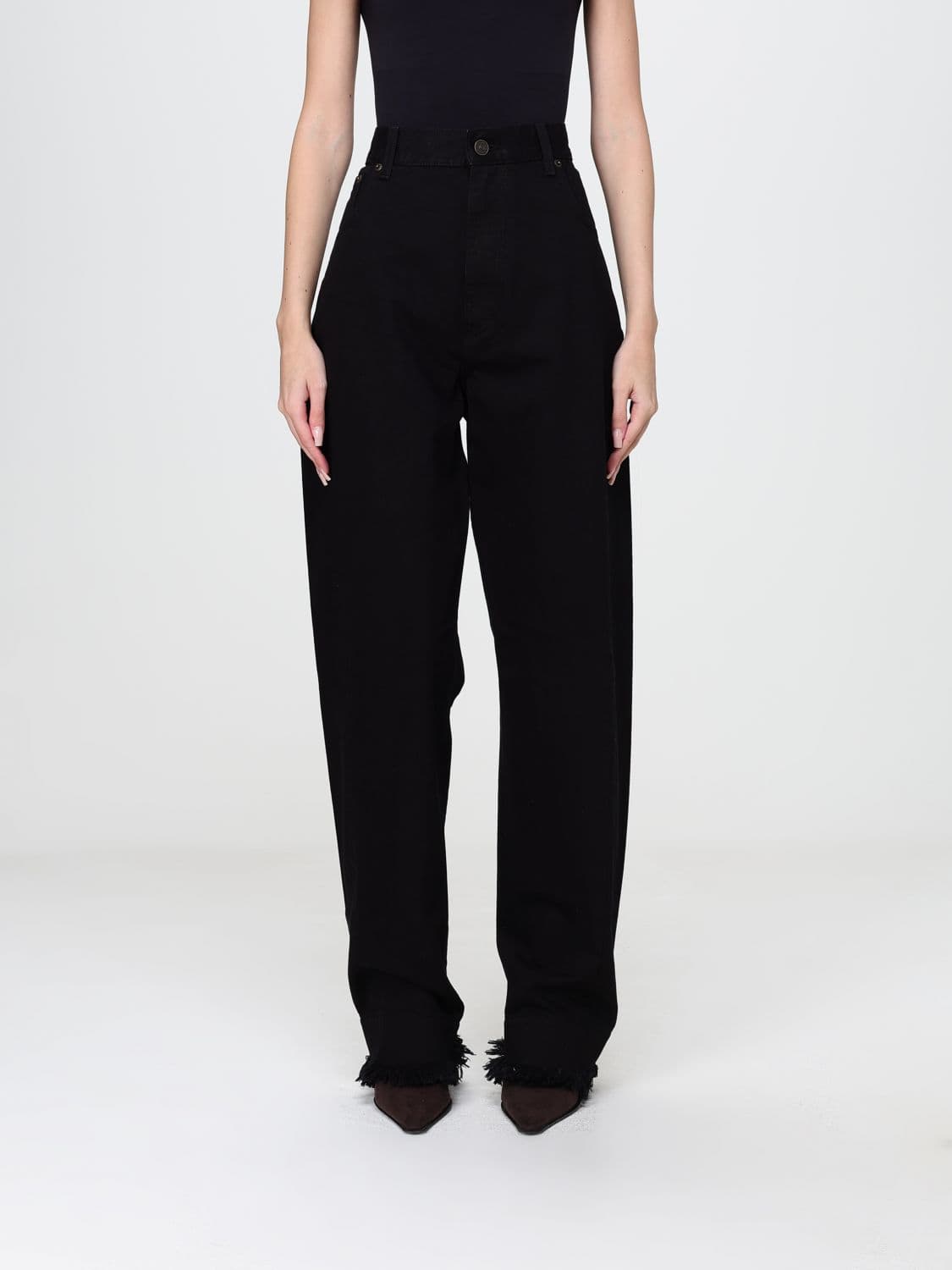 Phoebe Philo High-Waisted Baggy Jeans in Cotton Denim with 5-Pocket Design