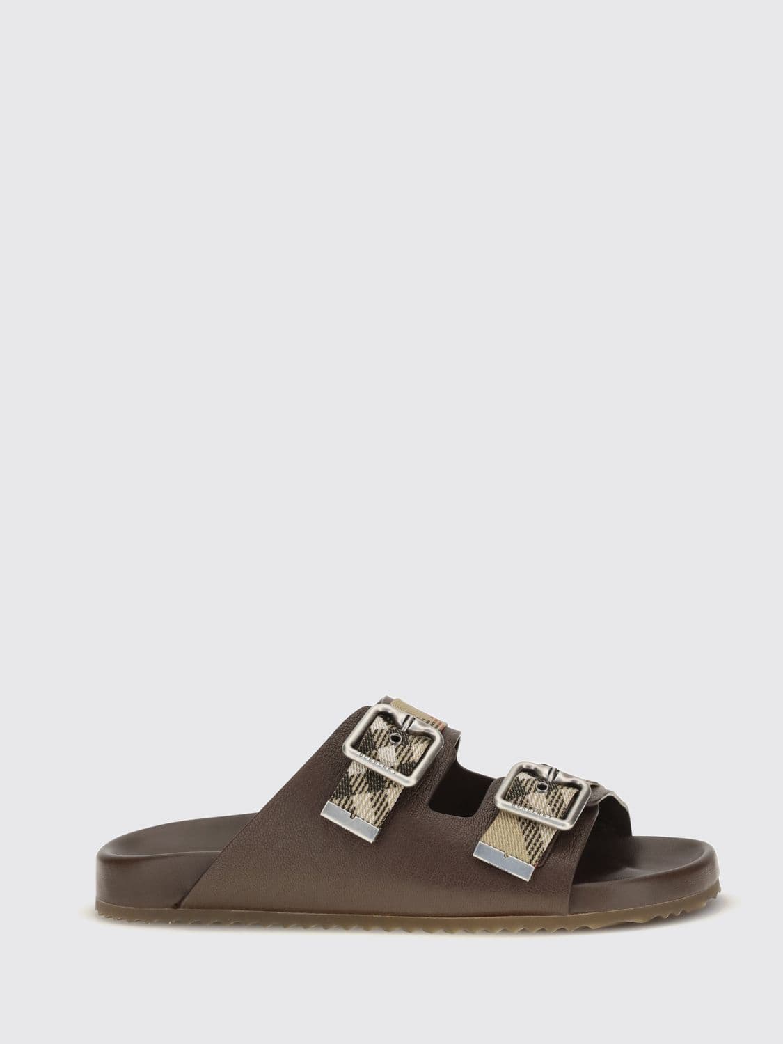 Burberry Urchin Leather Flat Sandals with Vintage Check Straps