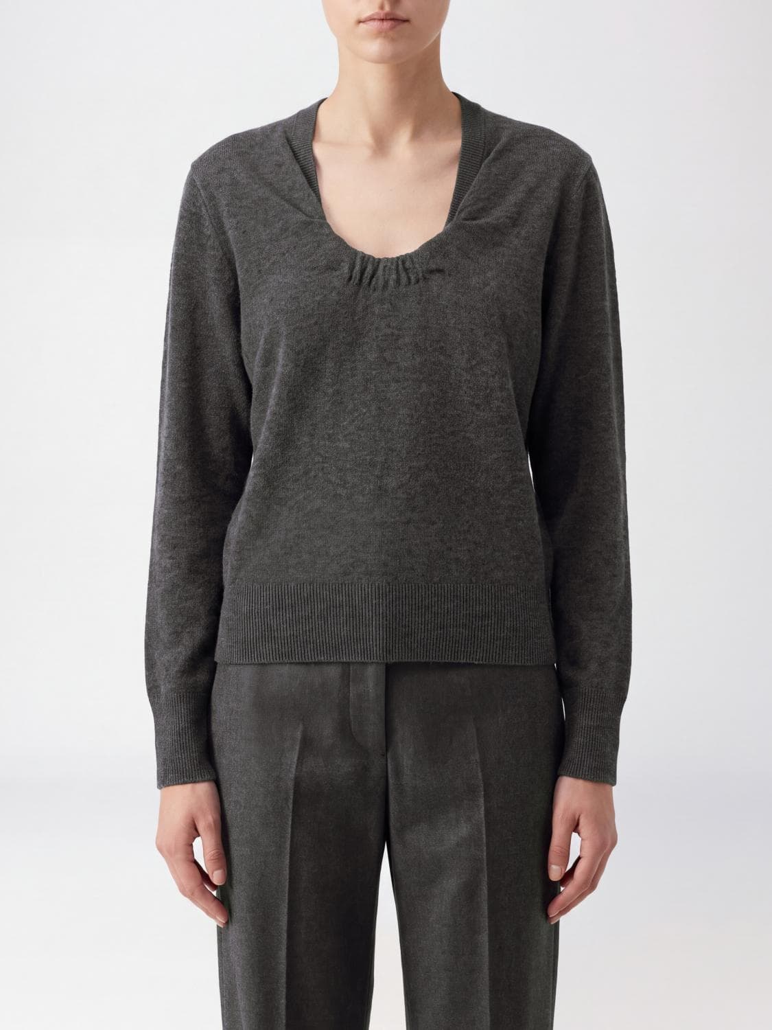 Maison Margiela Long-Sleeved Crew-Neck Jumper in Pure Virgin Wool