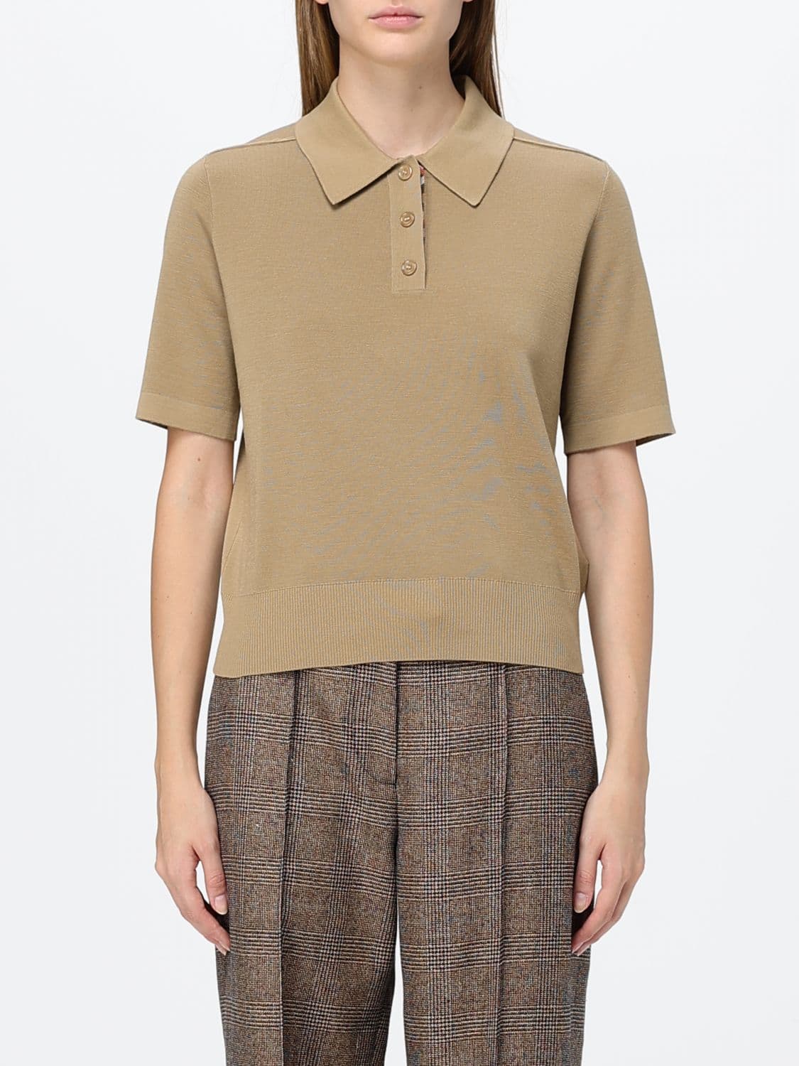 Burberry Wool Knit Polo Shirt with Classic Collar and Ribbed Trims