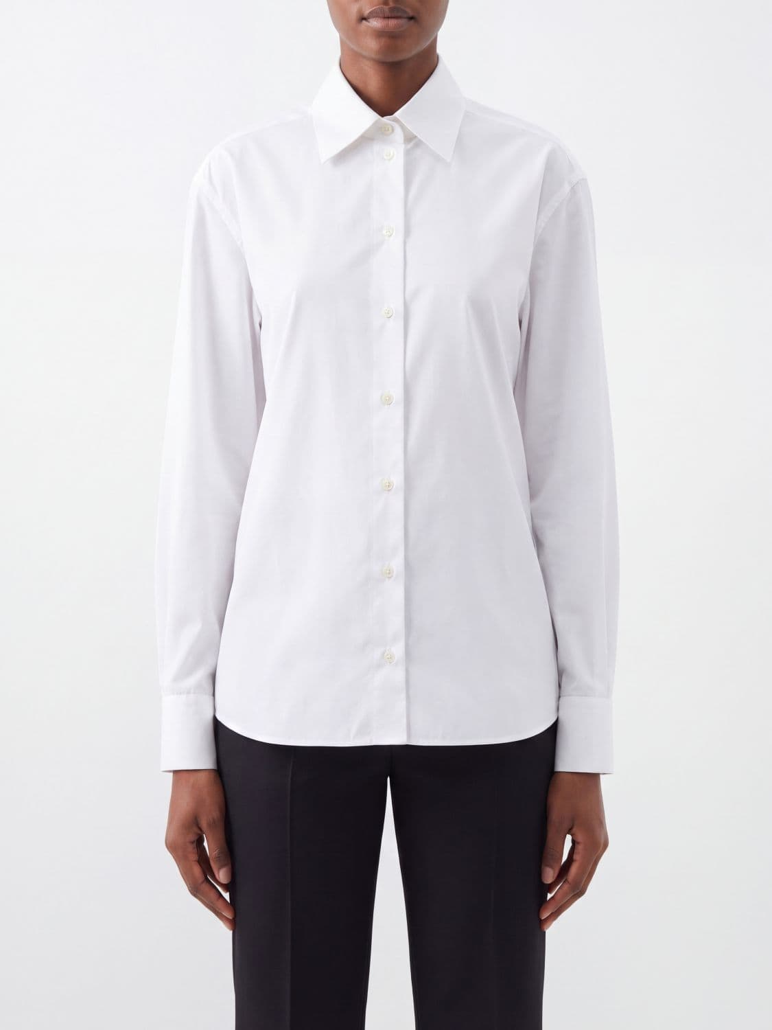 Dolce & Gabbana Slim Fit Cotton Poplin Shirt with Pointed Collar