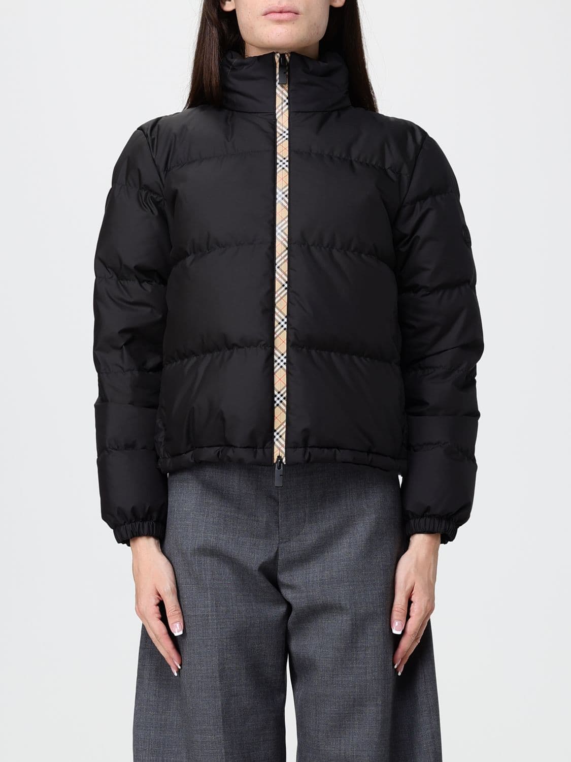 Burberry Quilted Waterproof Nylon Puffer Jacket with High Neck