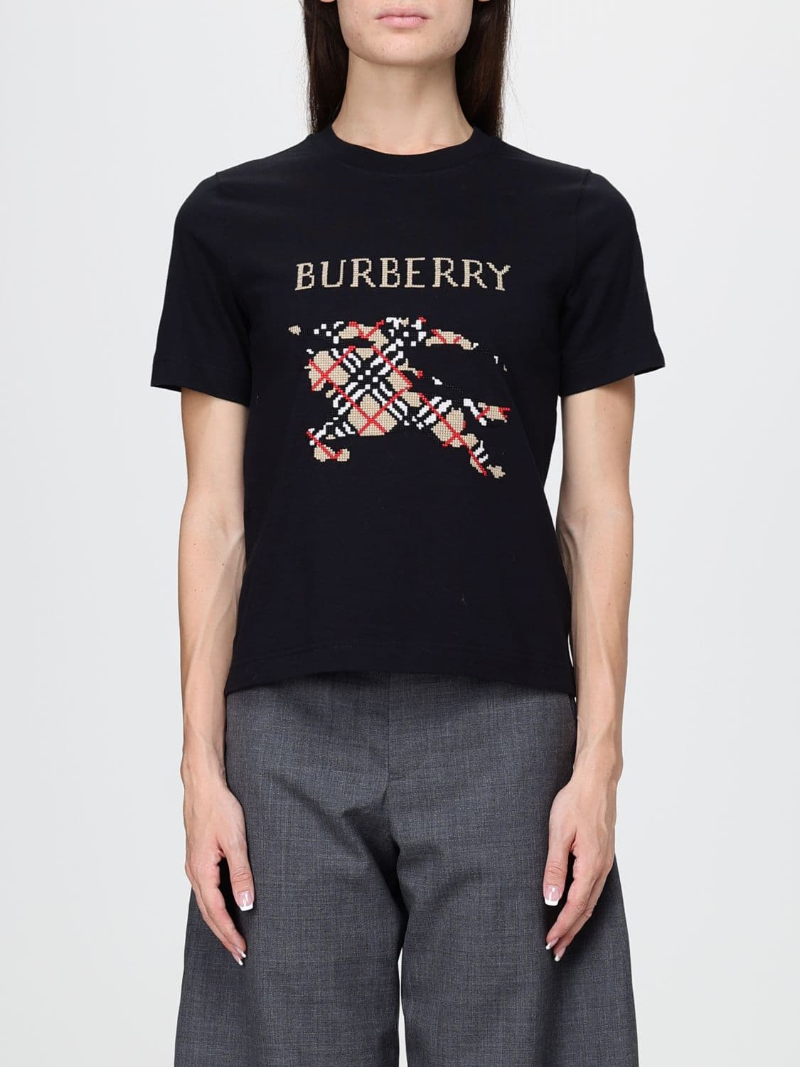 Burberry Slim Fit Equestrian Knight Check Cotton T-Shirt