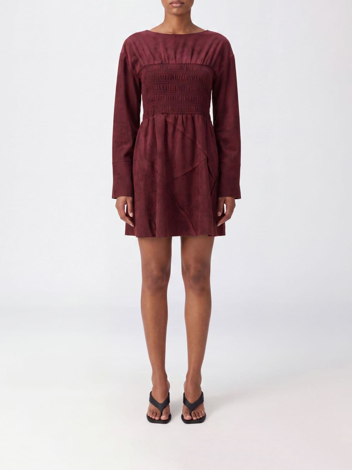 Ganni Floral Print Long-Sleeved Mini Dress in Recycled Fabric