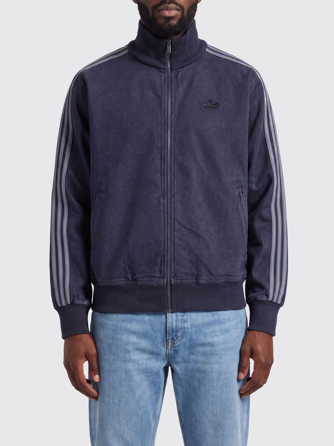 Adidas Originals Cotton Bomber Jacket with Trefoil Logo and Zip Closure