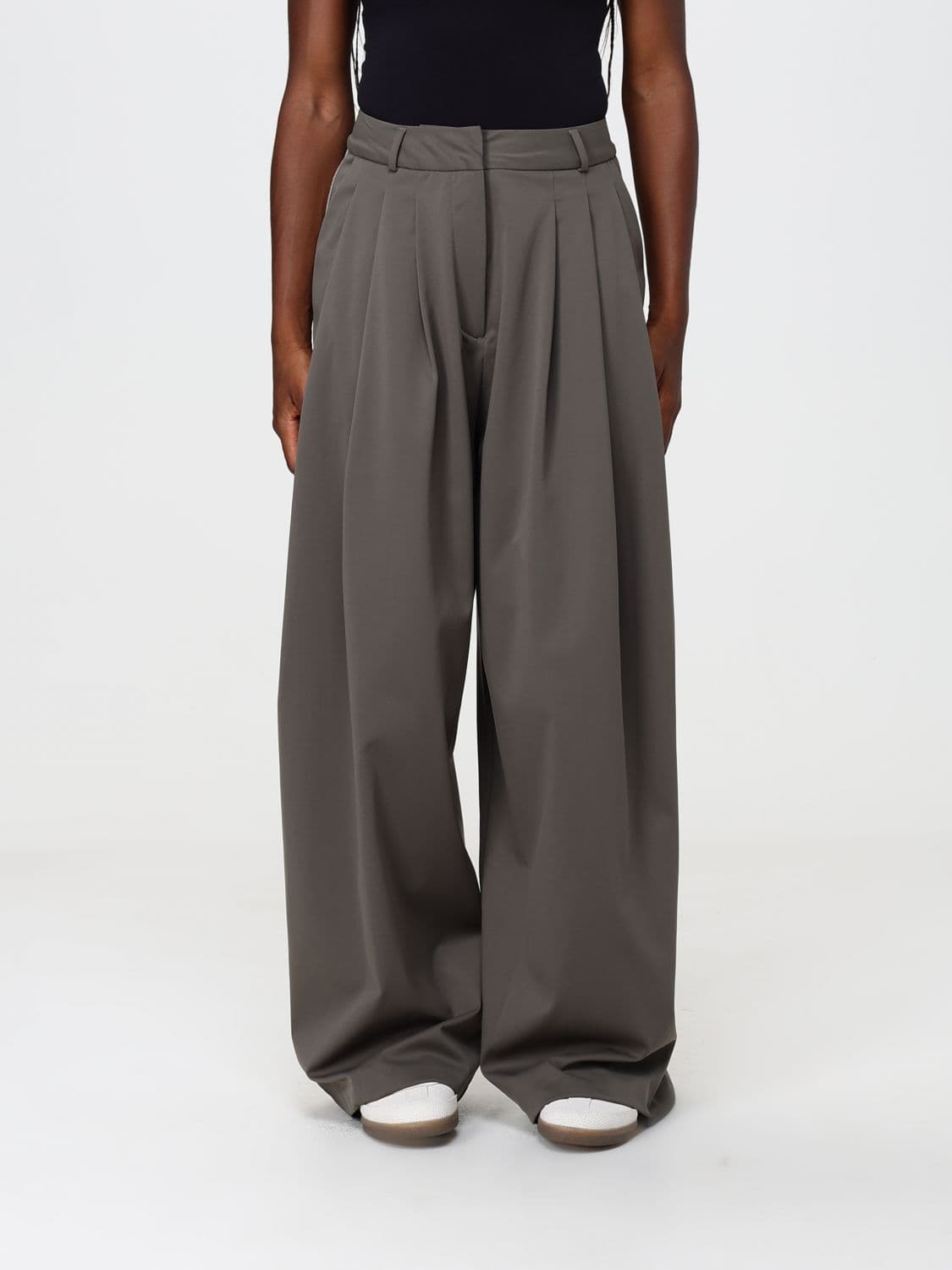 Adidas Originals High-Waisted Wide Leg Trousers in Recycled Fabric with Pleats