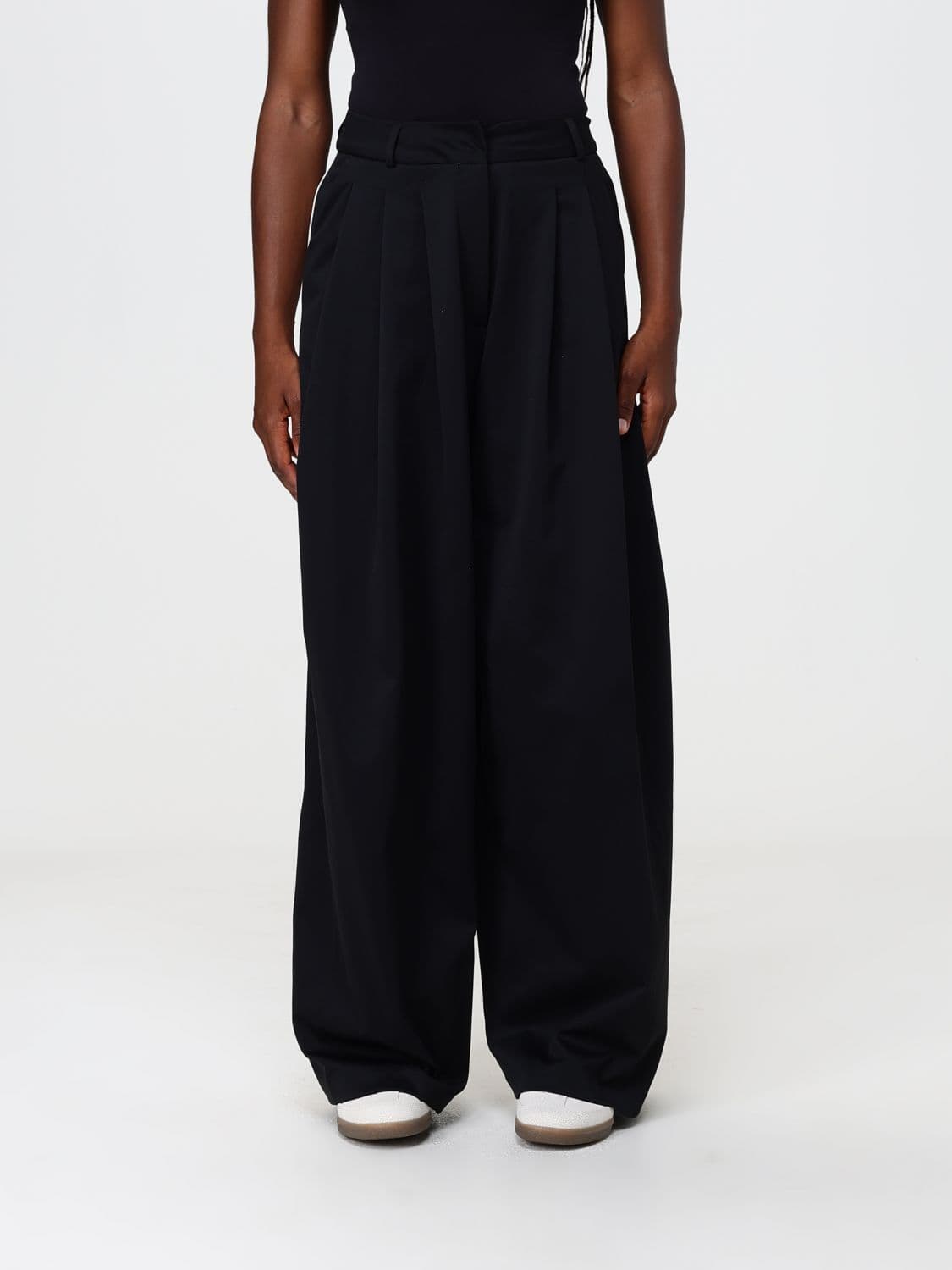 Adidas Originals High-Waisted Wide Leg Trousers in Recycled Fabric with Pleats