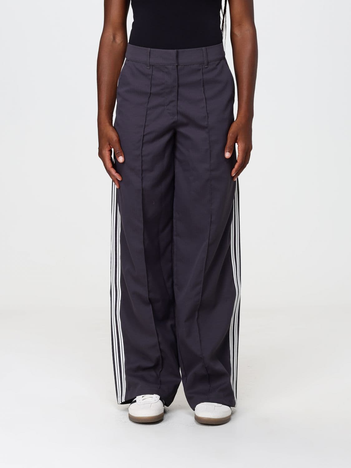 Adidas Originals High-Waisted Wide Leg Trousers in Recycled Fabric with Logo