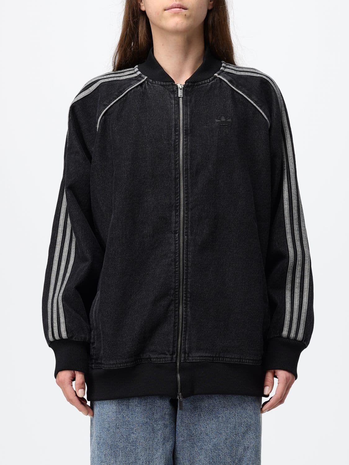 Adidas Originals Cotton Bomber Jacket with 3-Stripes Logo Detail