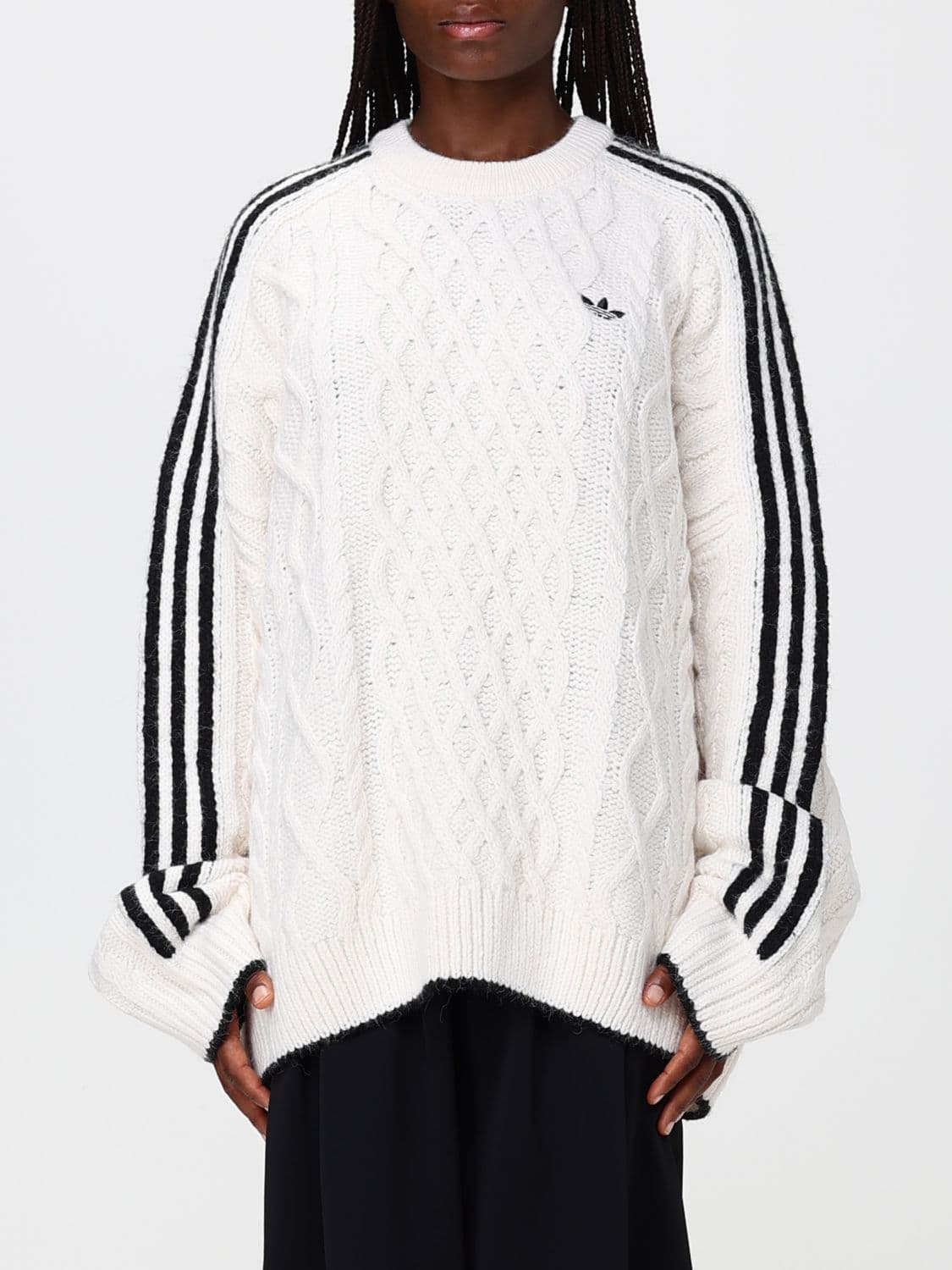 Adidas Originals Oversized Crewneck Jumper with Trefoil Logo and 3-Stripes · OS
