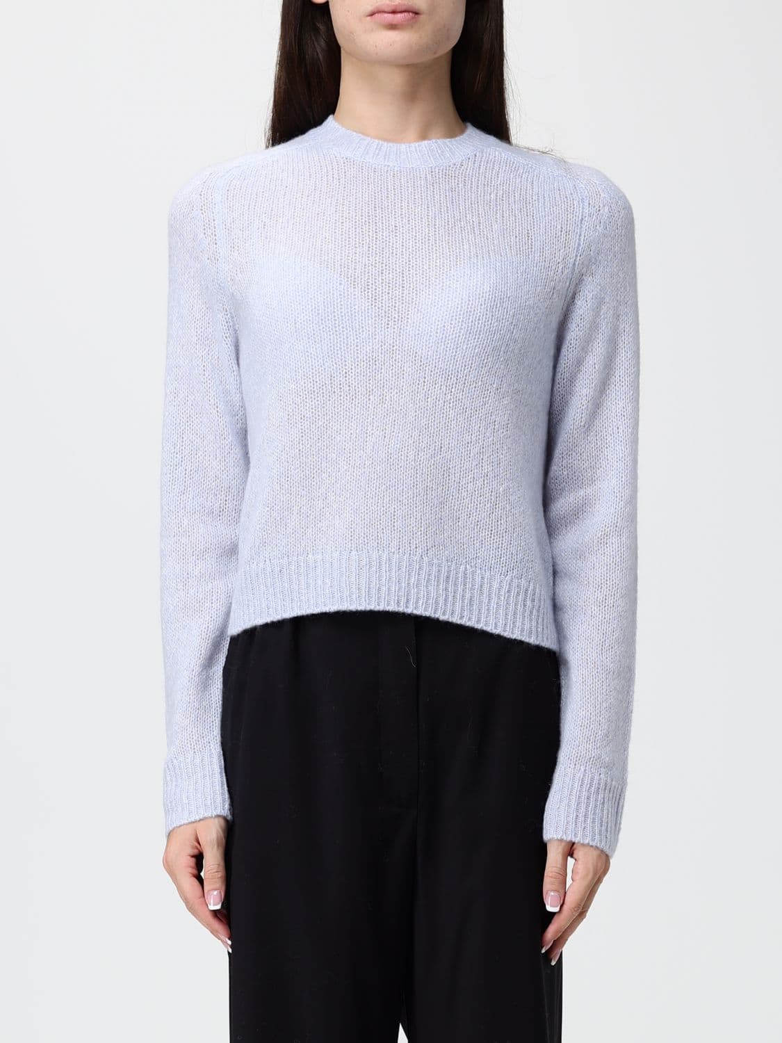 Lisa Yang Cashmere and Silk Blend Crewneck Jumper with Long Sleeves