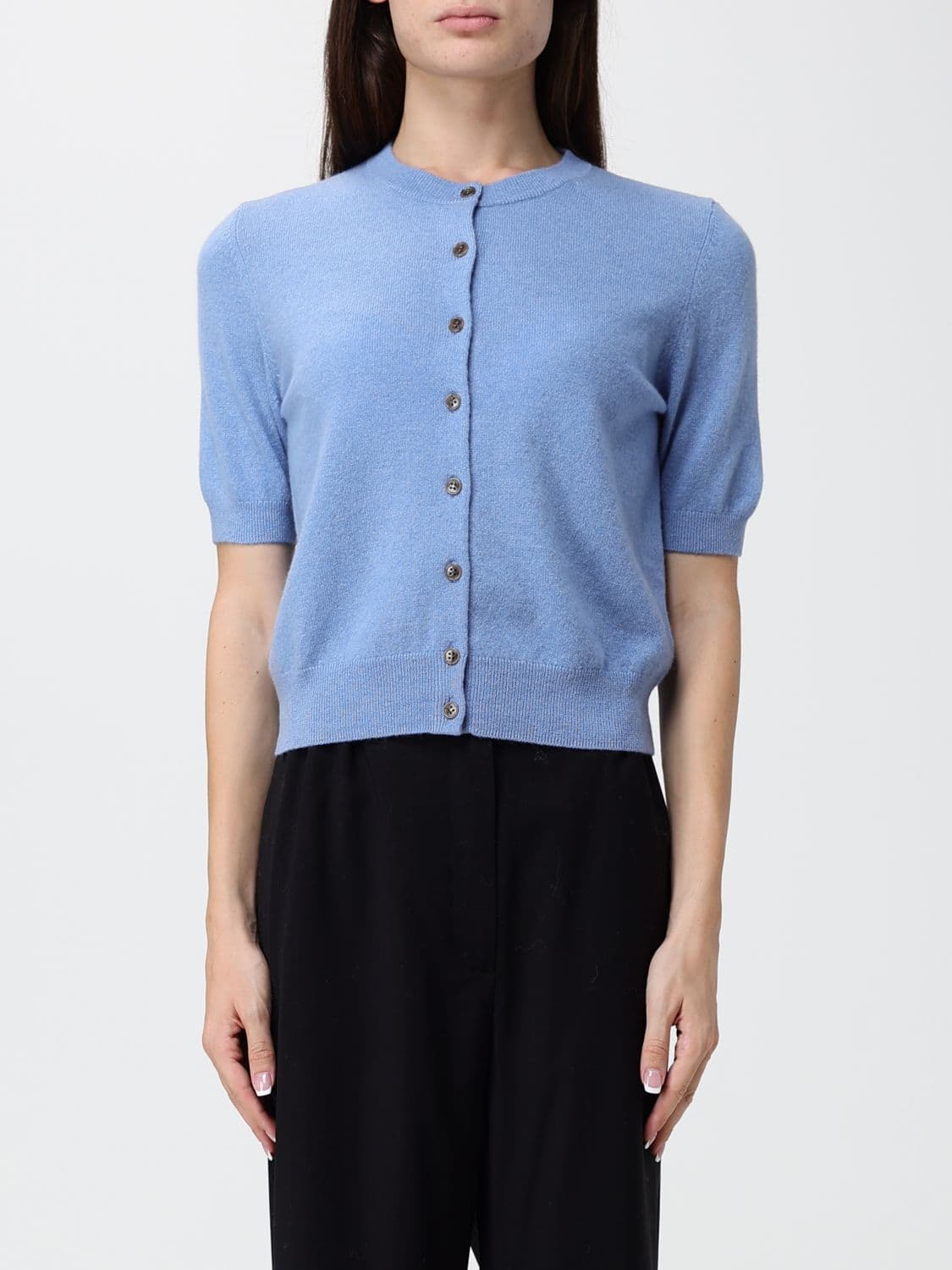 Lisa Yang Short-Sleeved 100% Cashmere Crewneck Cardigan