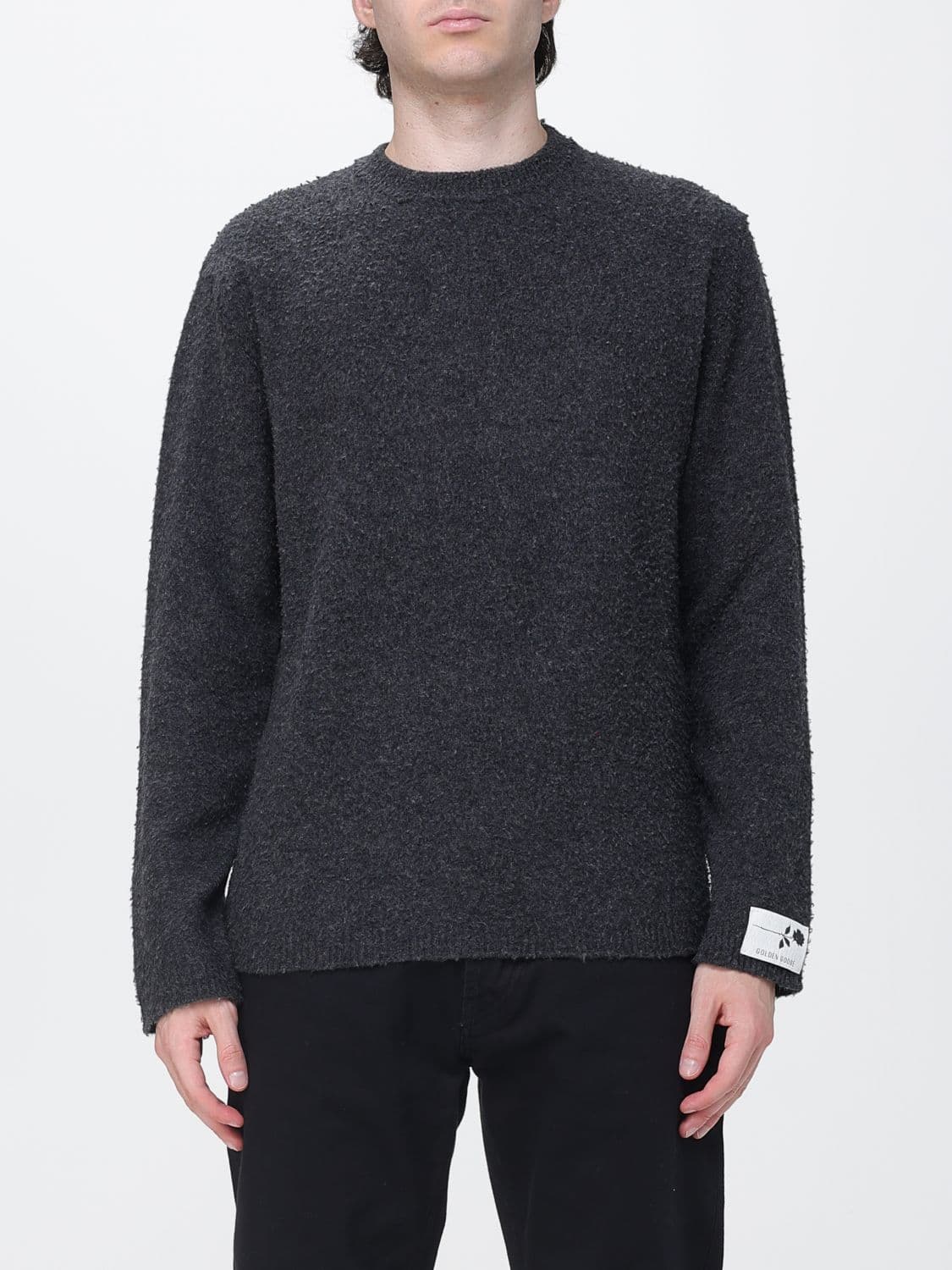 Golden Goose Crewneck Jumper in Pure Merino Wool with Applied Logo