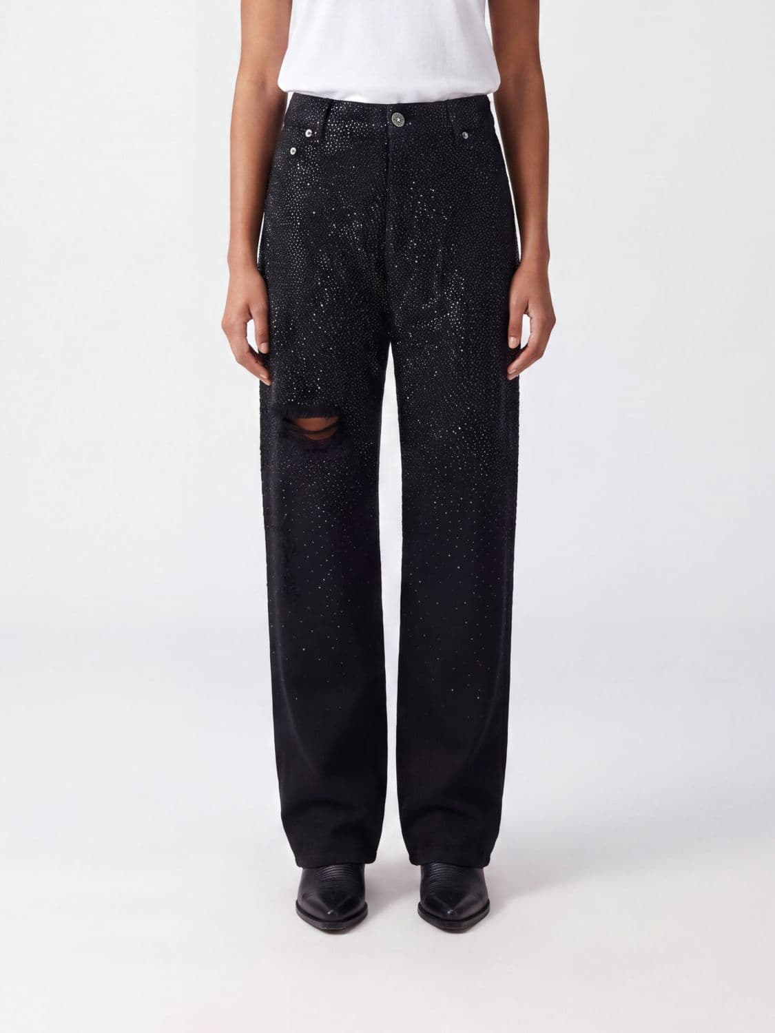 Golden Goose High-Waisted Tapered Jeans in Denim with Rhinestone Embellishment · 25