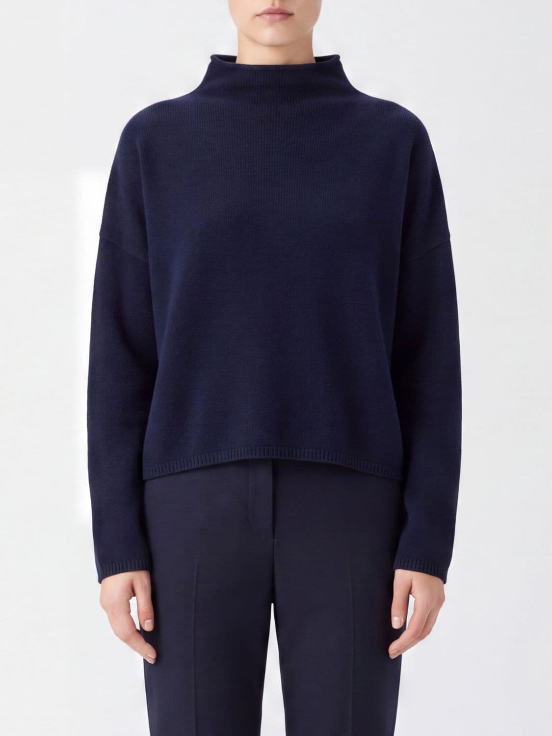 Lisa Yang Pure Cashmere Funnel Neck Jumper with Dropped Shoulders