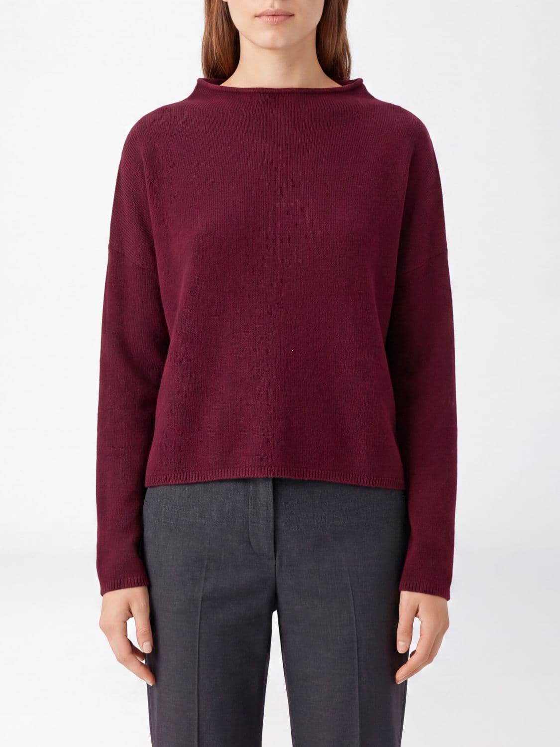 Lisa Yang Pure Cashmere Funnel Neck Jumper with Dropped Shoulders · OS