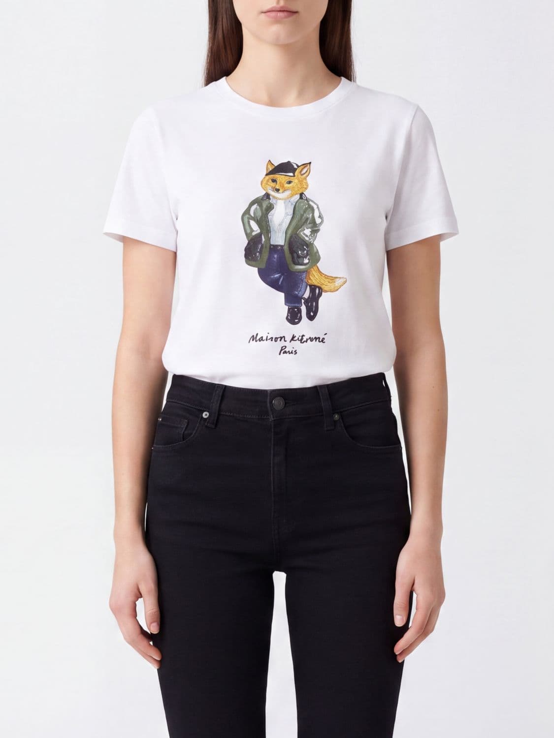 Maison Kitsuné Chillax Fox Logo Print Slim Fit Cotton T-shirt