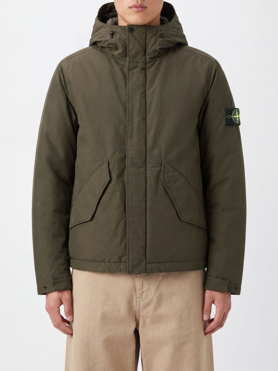 Stone Island Recycled Nylon Hooded Windbreaker Jacket with Compass Logo