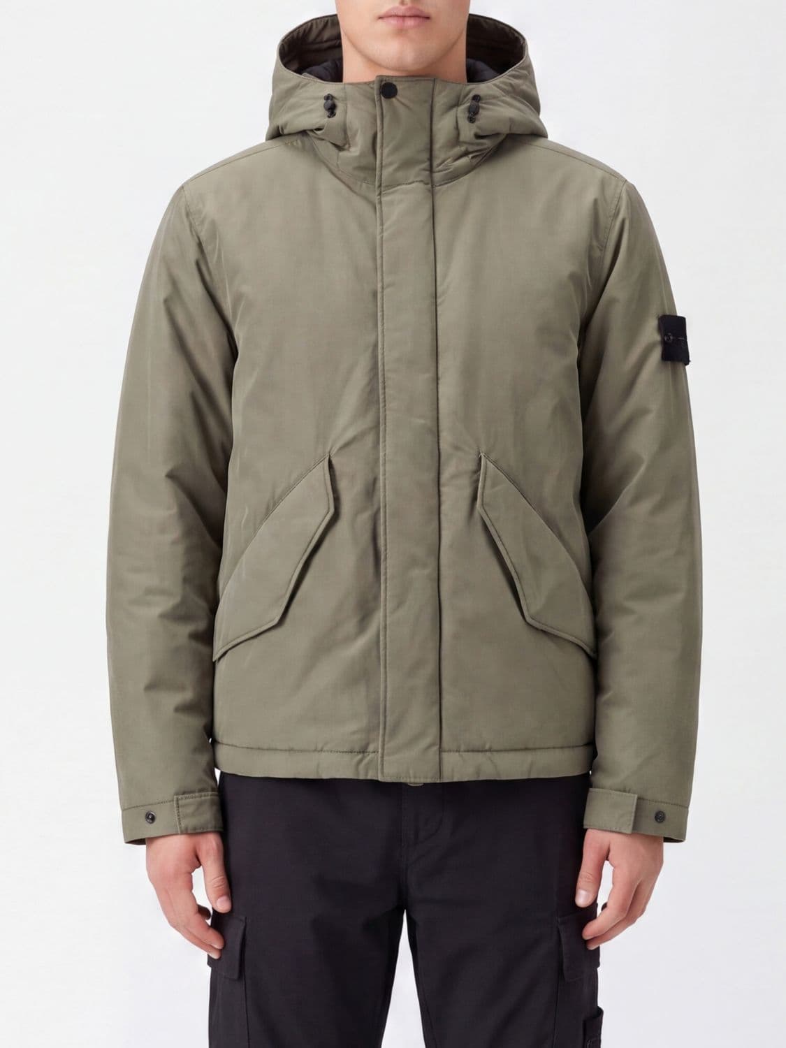 Stone Island Recycled Nylon Hooded Windbreaker Jacket with Compass Logo