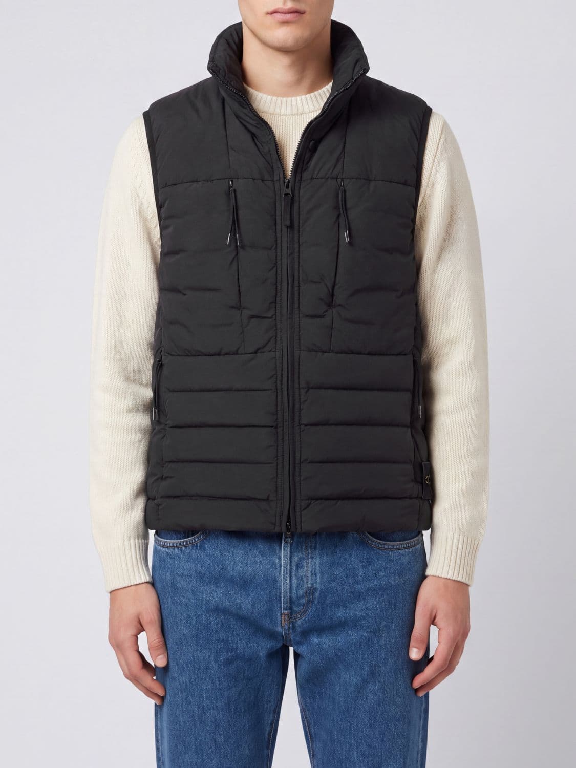 Stone Island Quilted Nylon Vest with Funnel Neck and Compass Logo